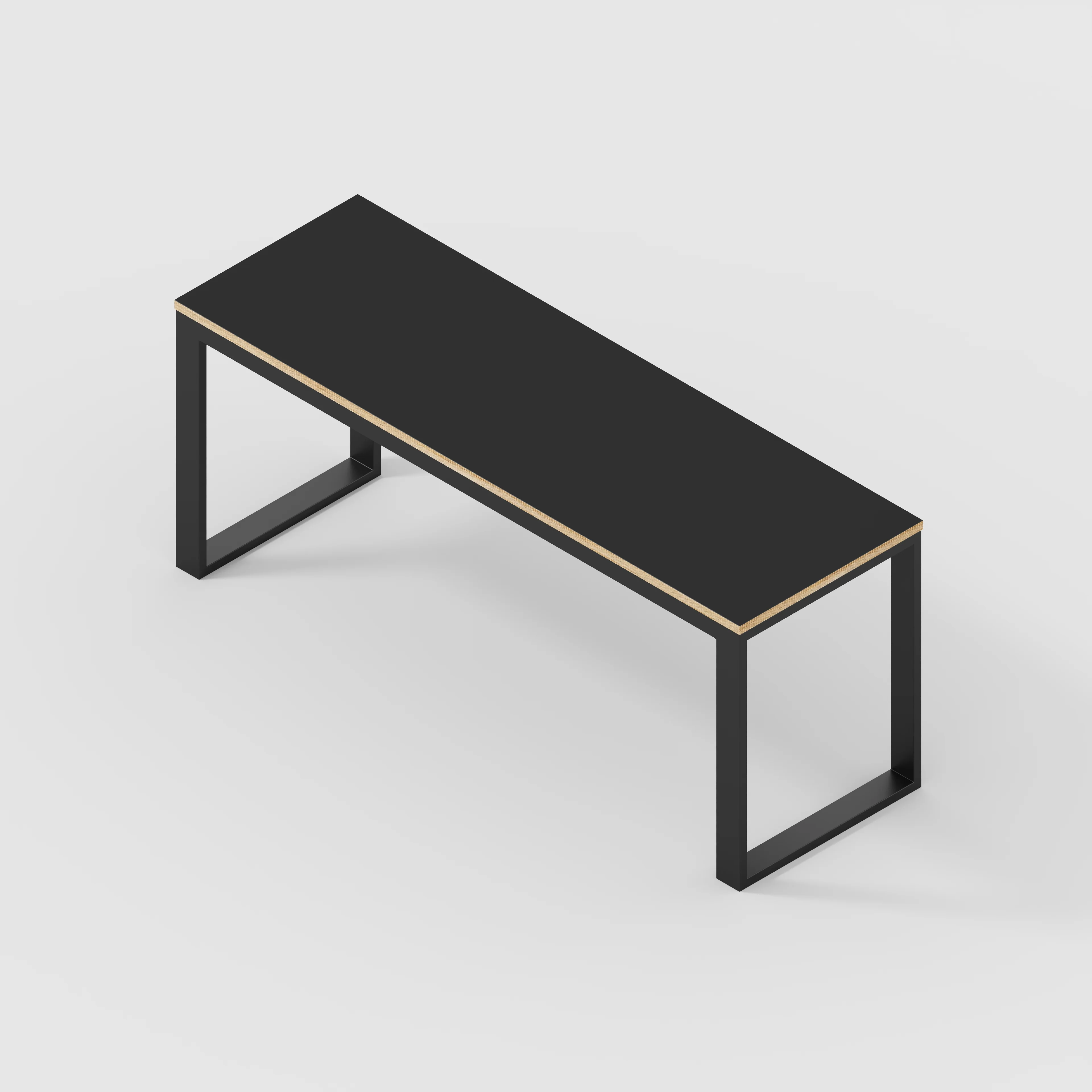 Plywood Desk with Black Industrial Frame - Formica Diamond Black - 1800(w) x 585(d) x 735(h) - Image 5
