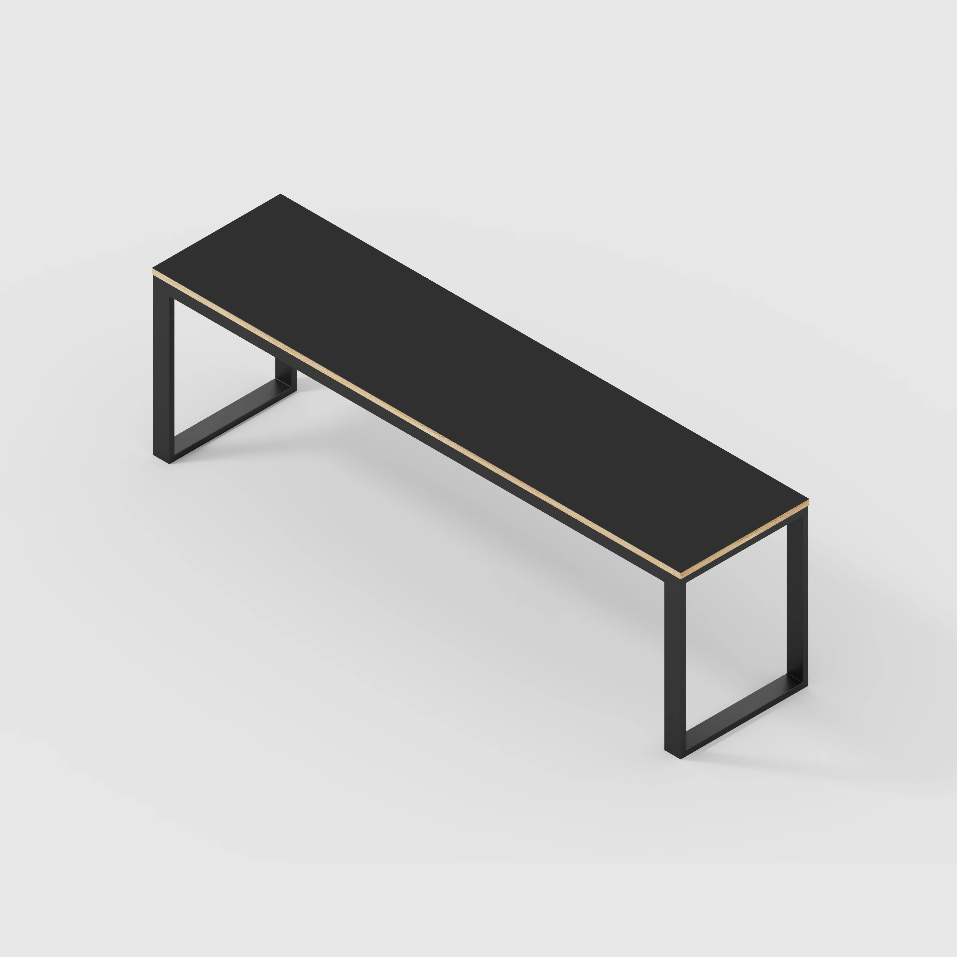 Plywood Desk with Black Industrial Frame - Formica Diamond Black - 2400(w) x 585(d) x 735(h) - Image 5