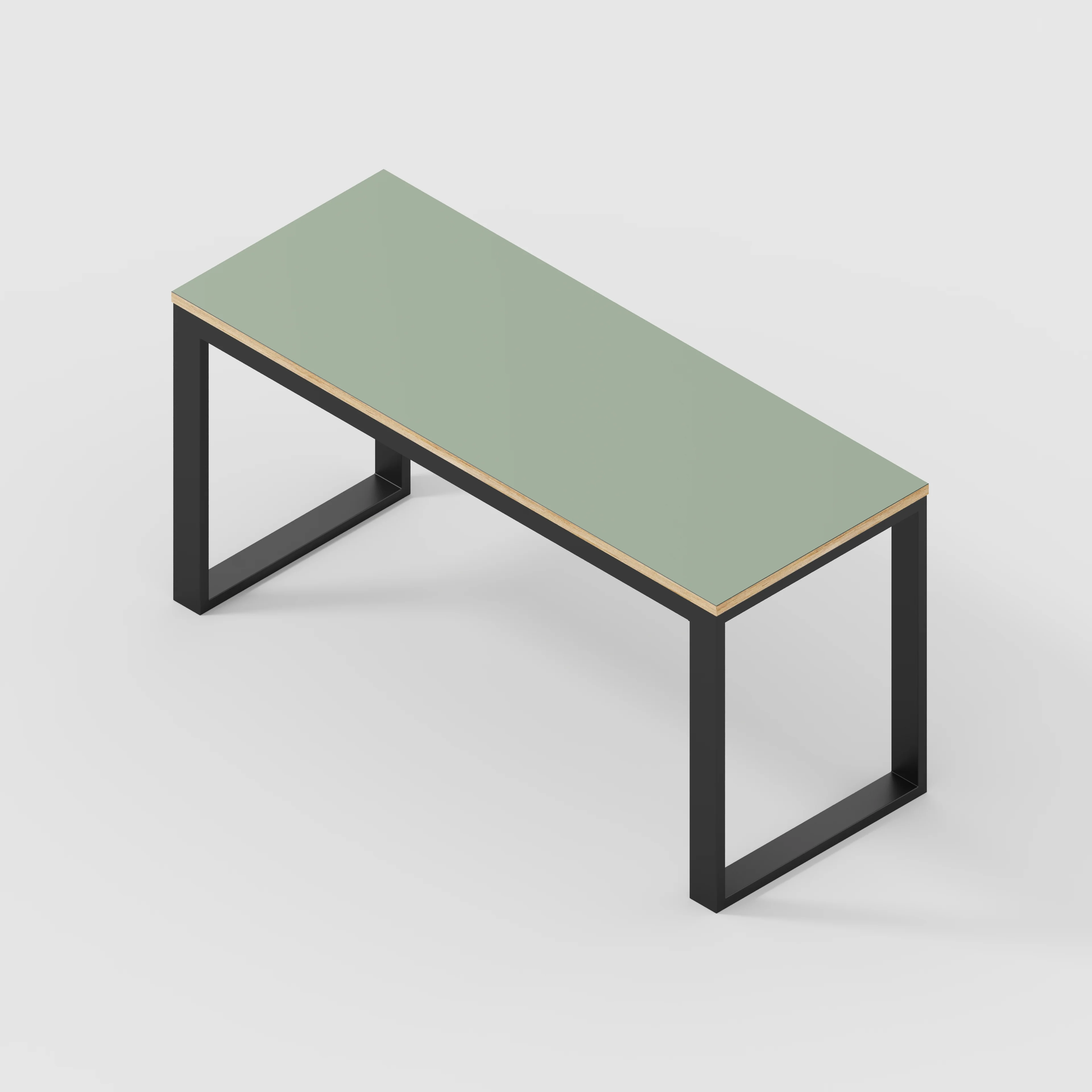 Plywood Desk with Black Industrial Frame - Formica Green Slate - 1500(w) x 585(d) x 735(h) - Image 5