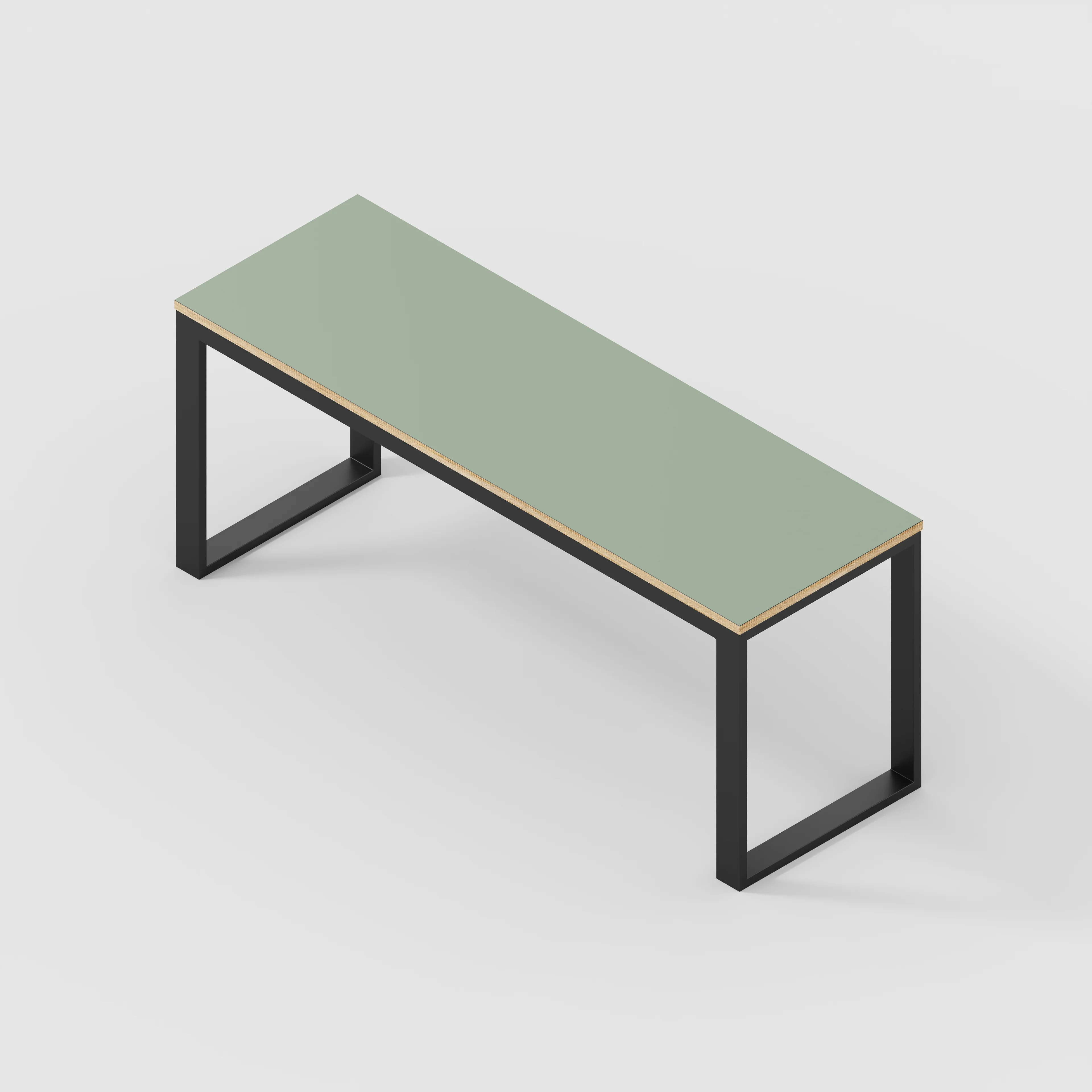 Plywood Desk with Black Industrial Frame - Formica Green Slate - 1800(w) x 585(d) x 735(h) - Image 5