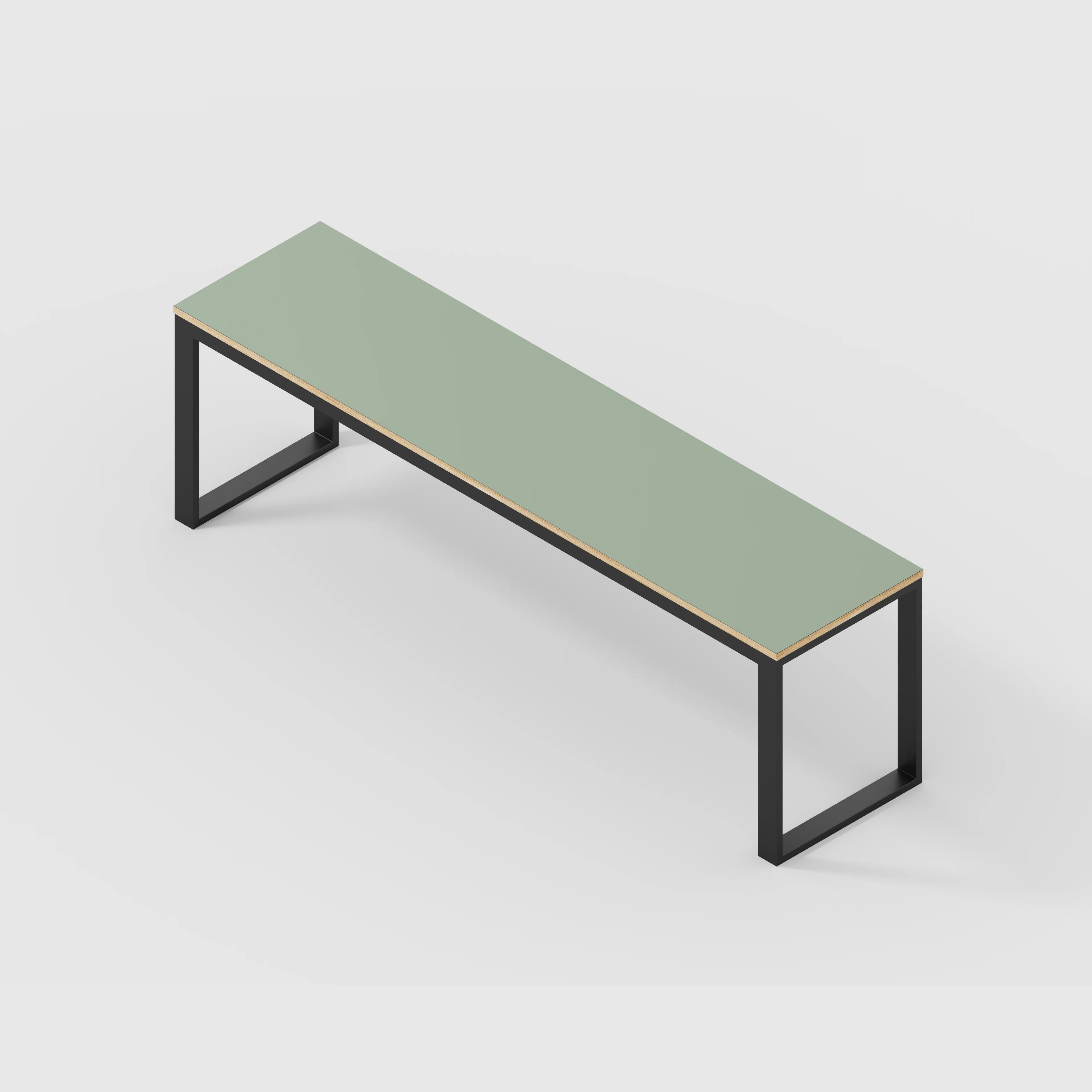 Plywood Desk with Black Industrial Frame - Formica Green Slate - 2400(w) x 585(d) x 735(h) - Image 5