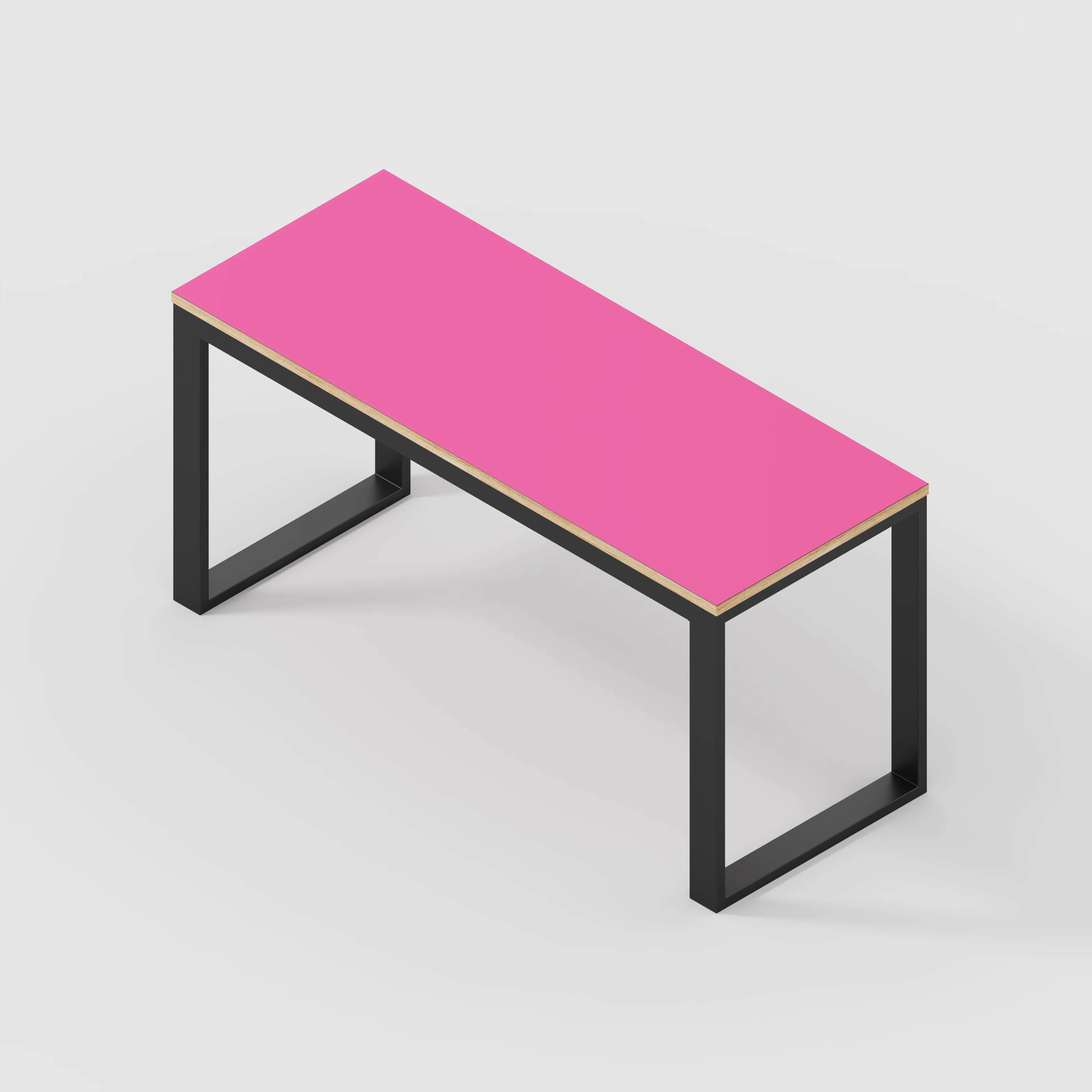 Plywood Desk with Black Industrial Frame - Formica Juicy Pink - 1500(w) x 585(d) x 735(h) - Image 5