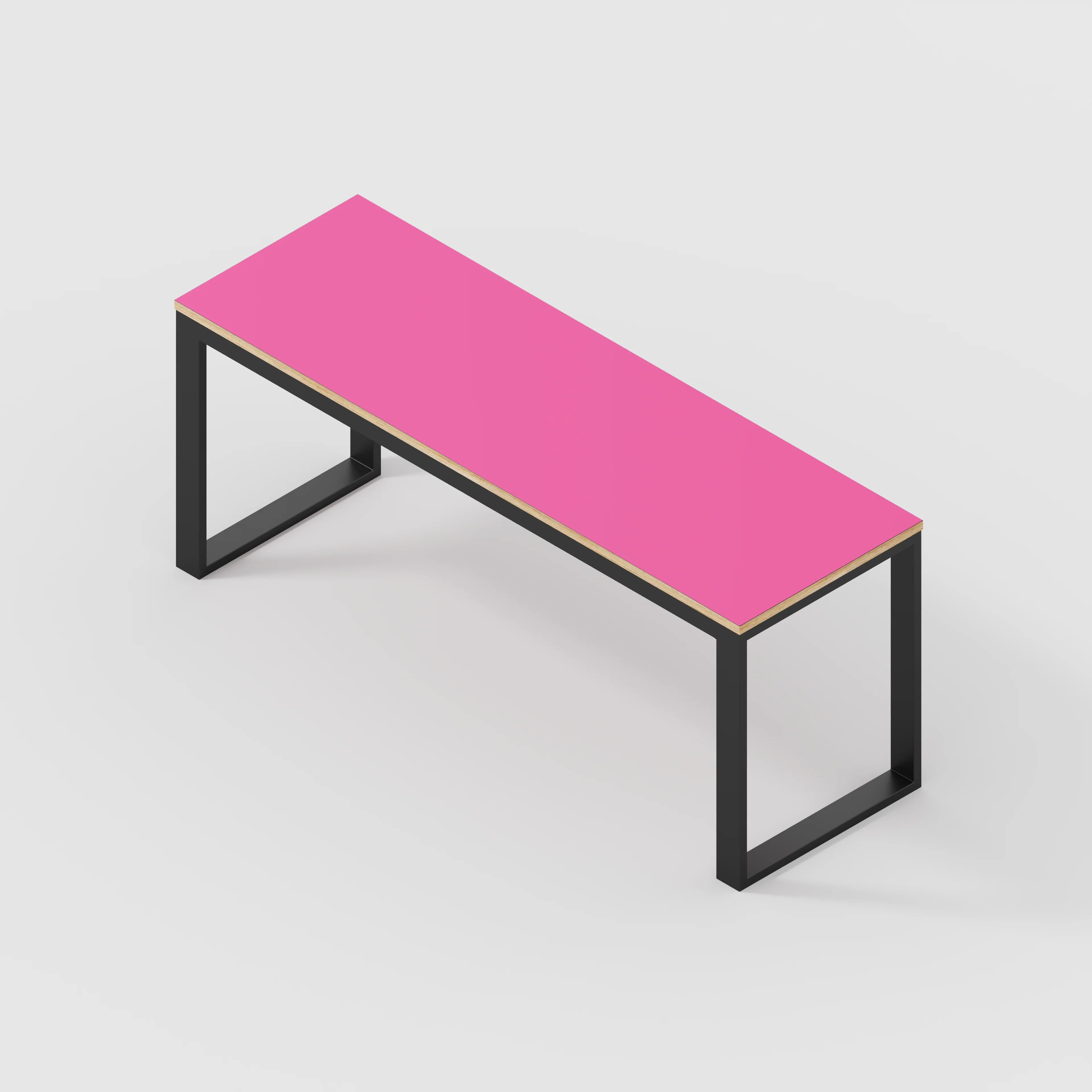 Plywood Desk with Black Industrial Frame - Formica Juicy Pink - 1800(w) x 585(d) x 735(h) - Image 5