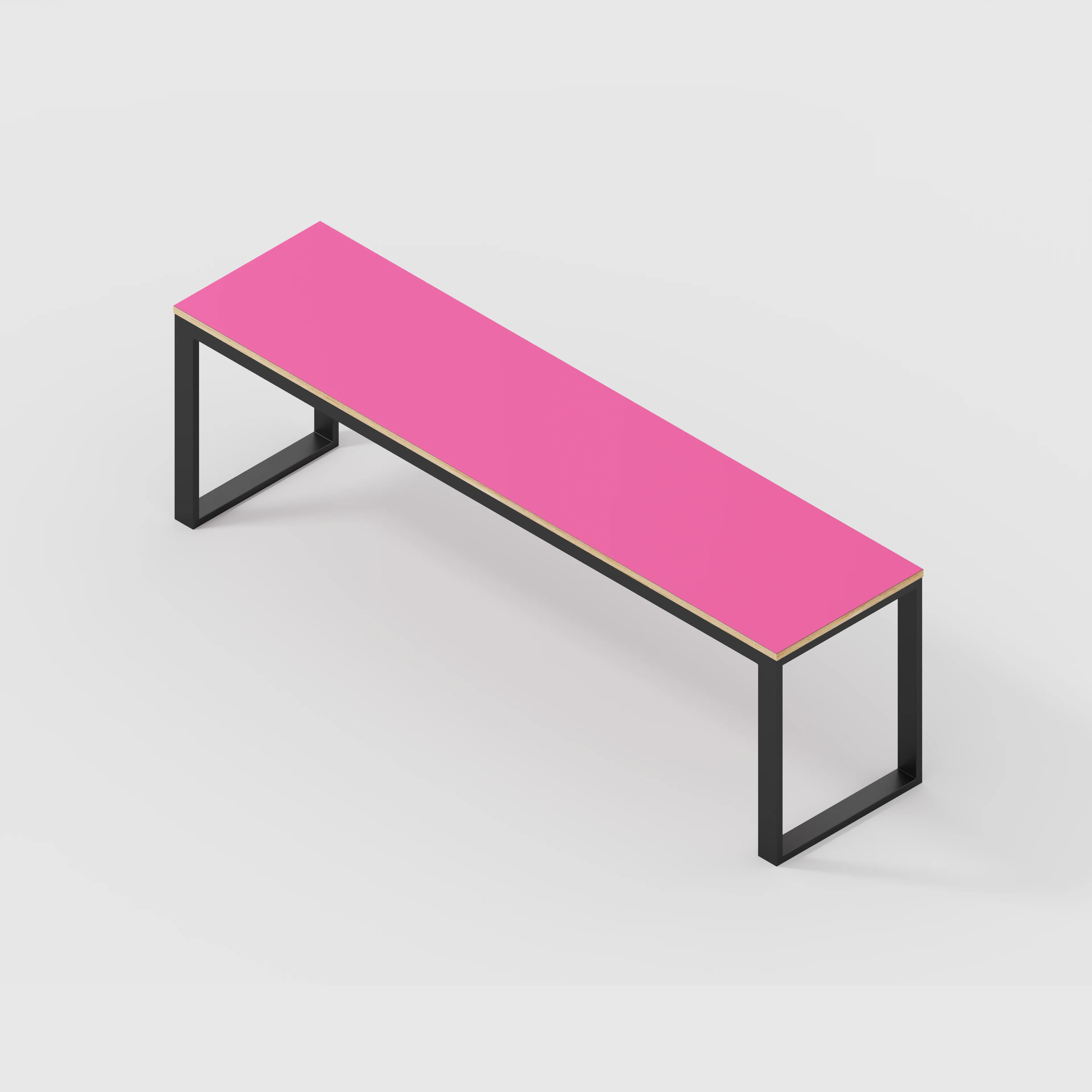 Plywood Desk with Black Industrial Frame - Formica Juicy Pink - 2400(w) x 585(d) x 735(h) - Image 5