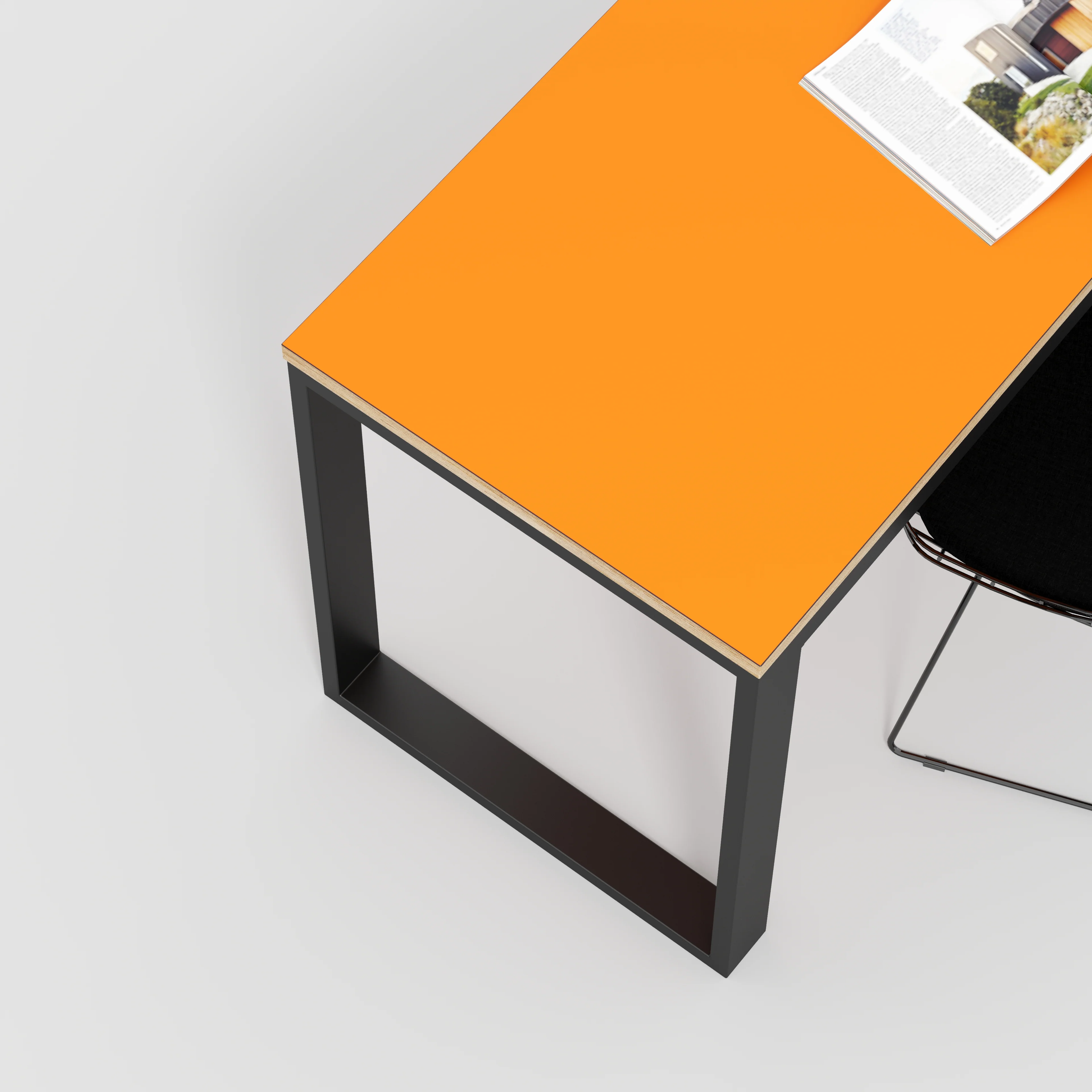 Plywood Desk with Black Industrial Frame - Formica Levante Orange - 1500(w) x 585(d) x 735(h) - Image 3