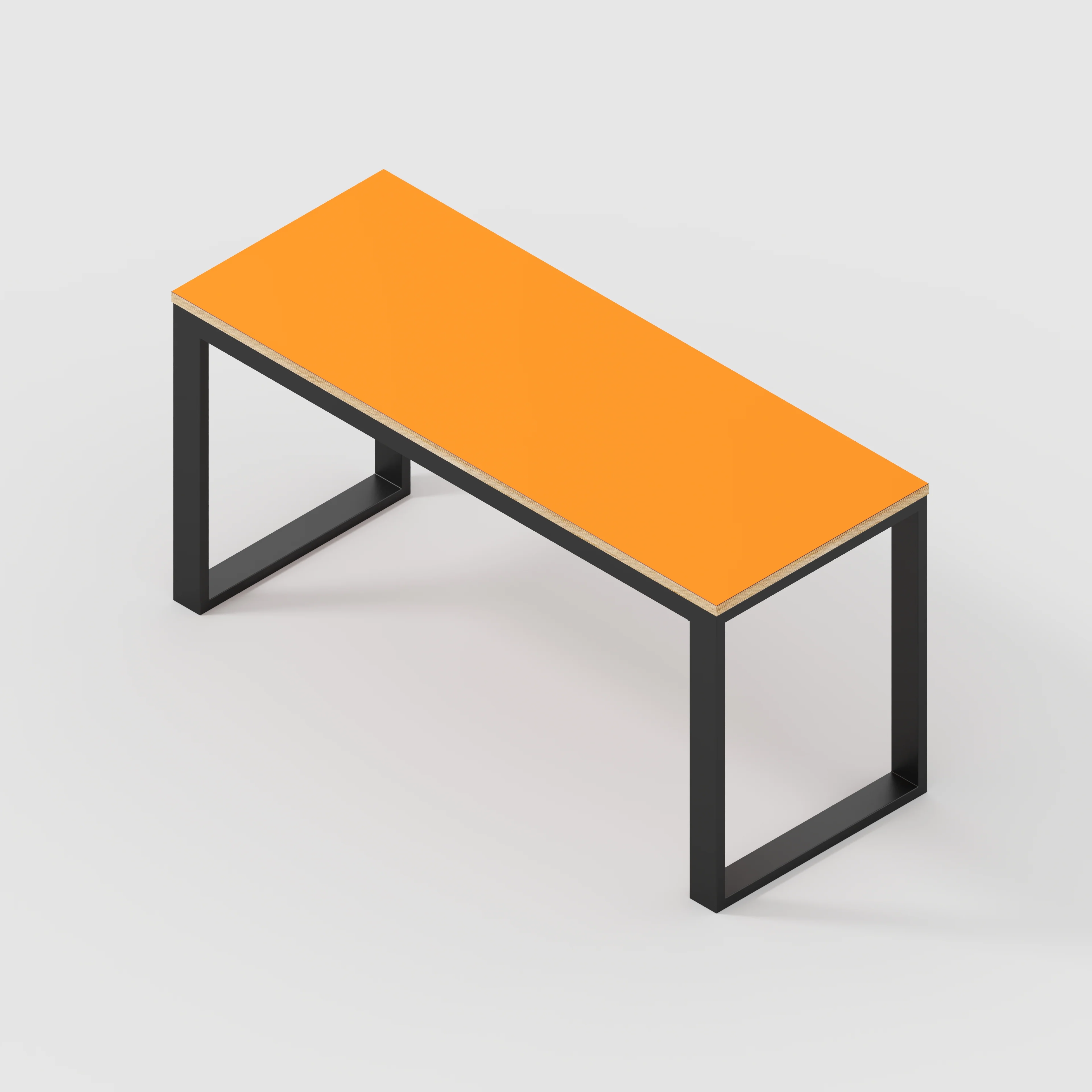 Plywood Desk with Black Industrial Frame - Formica Levante Orange - 1500(w) x 585(d) x 735(h) - Image 5