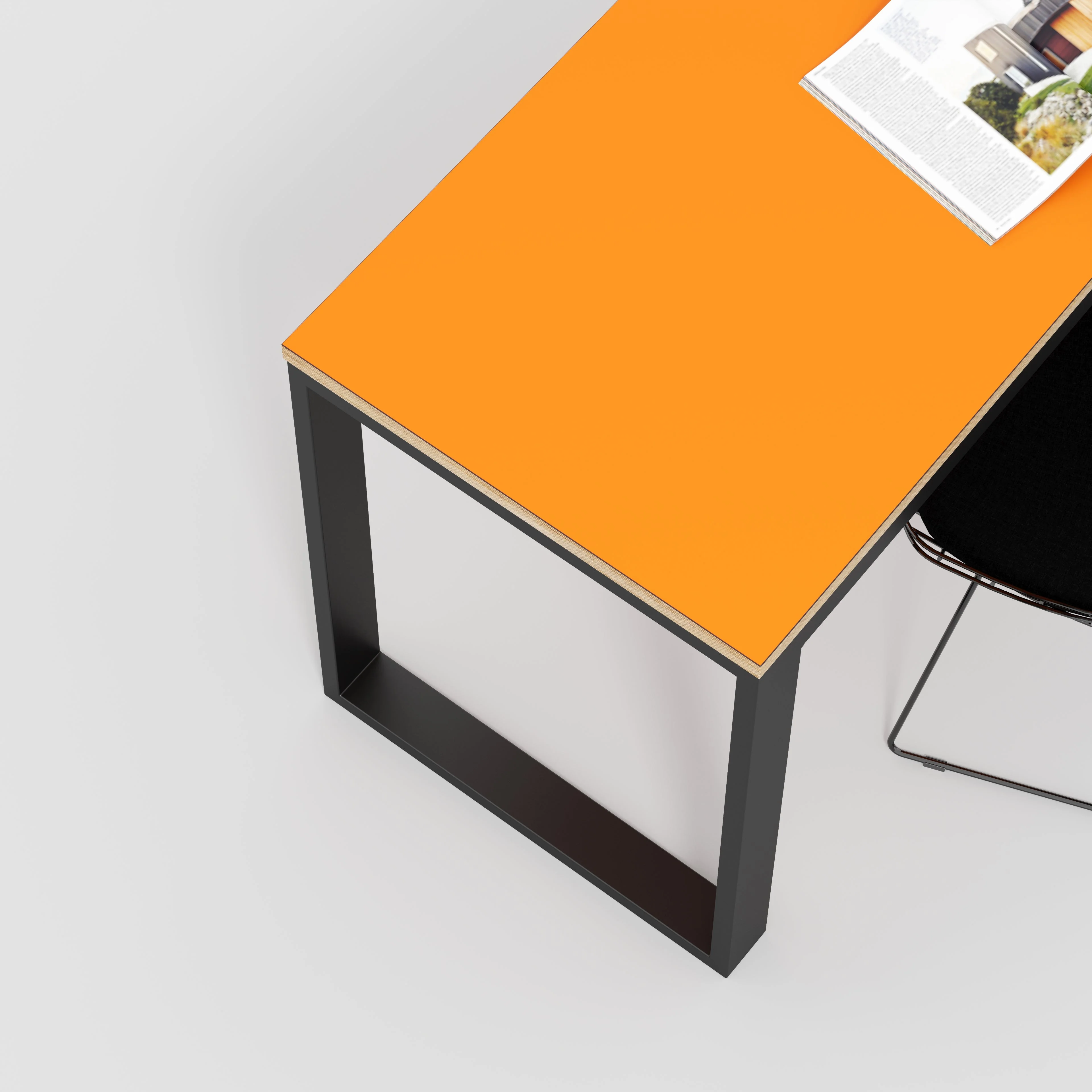 Plywood Desk with Black Industrial Frame - Formica Levante Orange - 1800(w) x 585(d) x 735(h) - Image 3