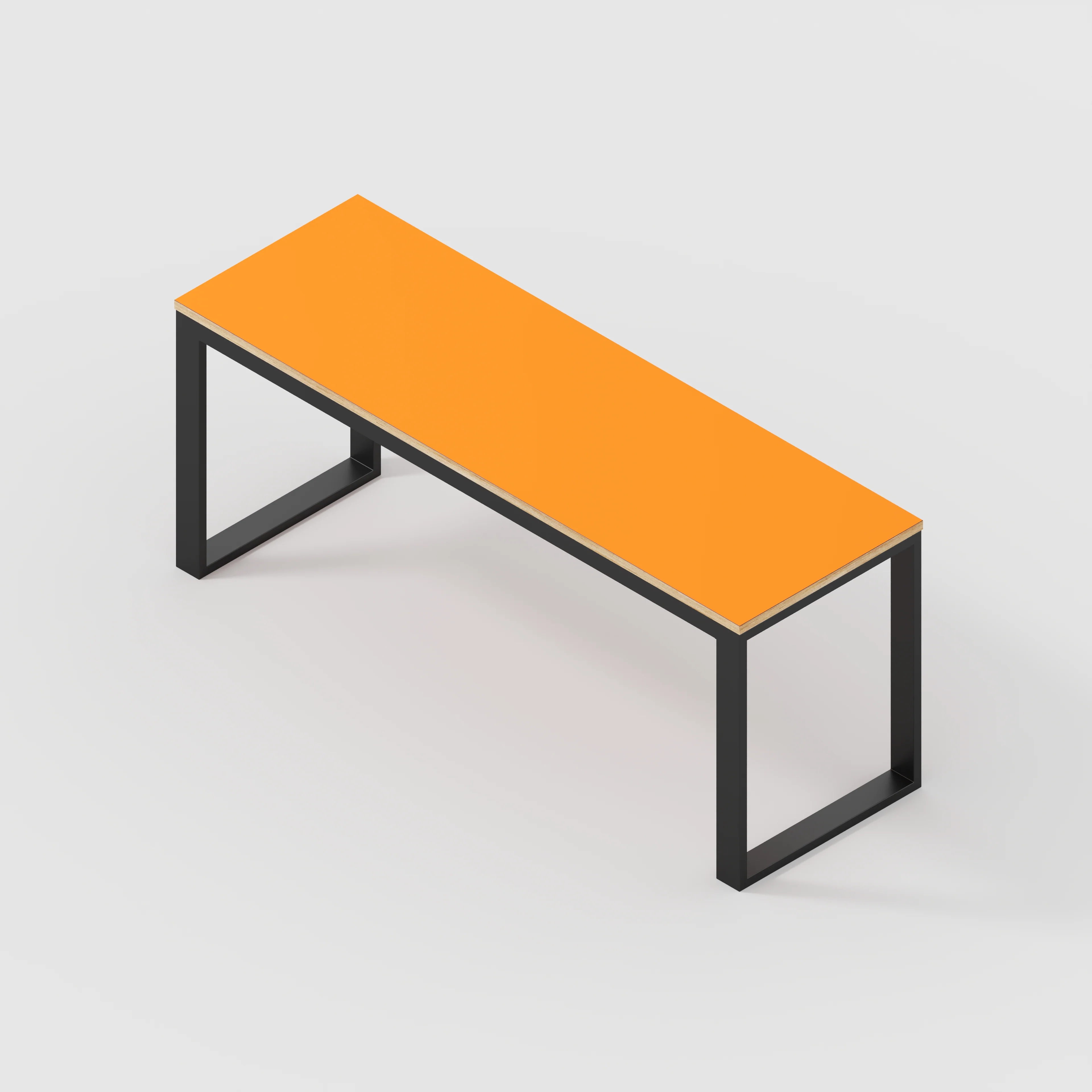 Plywood Desk with Black Industrial Frame - Formica Levante Orange - 1800(w) x 585(d) x 735(h) - Image 5