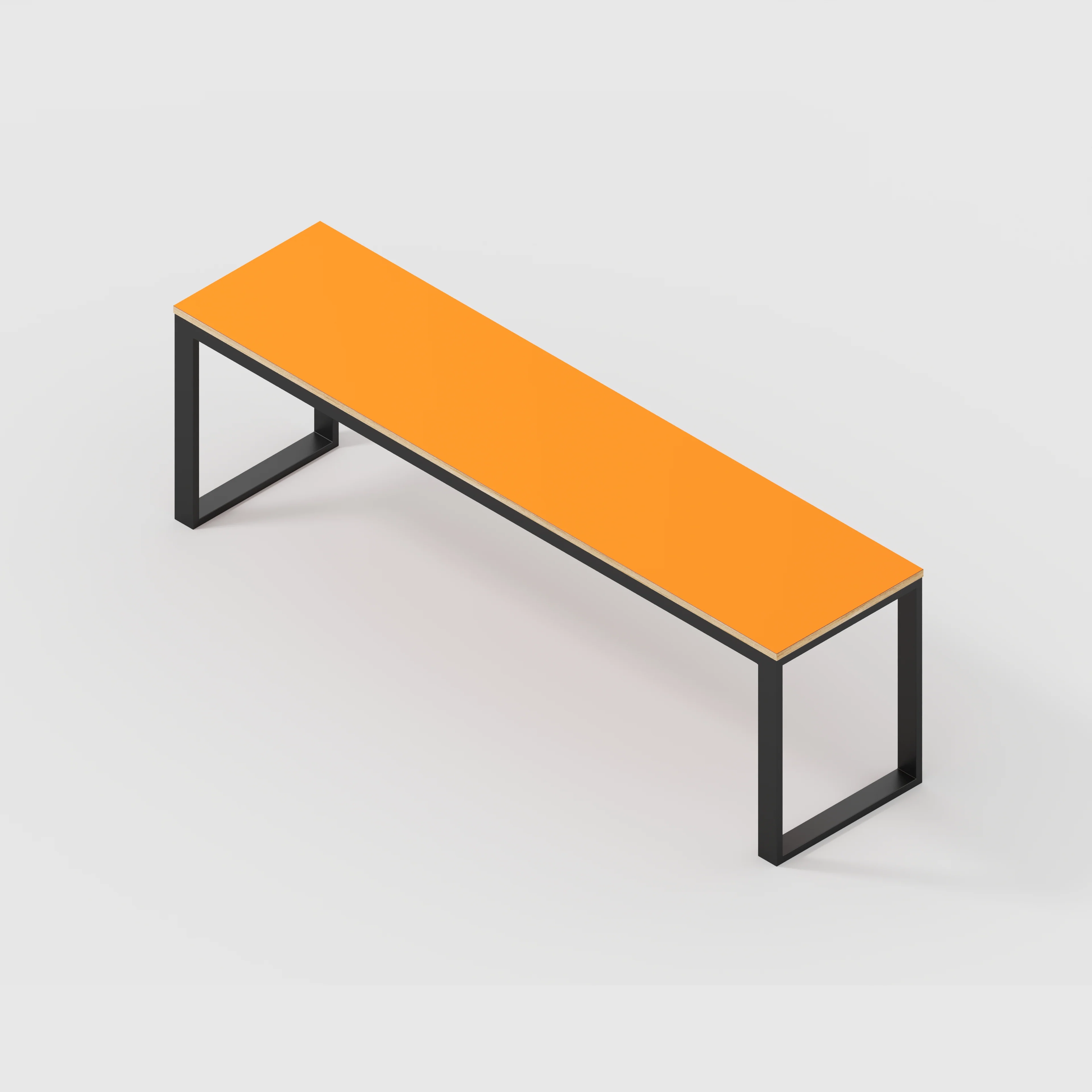 Plywood Desk with Black Industrial Frame - Formica Levante Orange - 2400(w) x 585(d) x 735(h) - Image 5