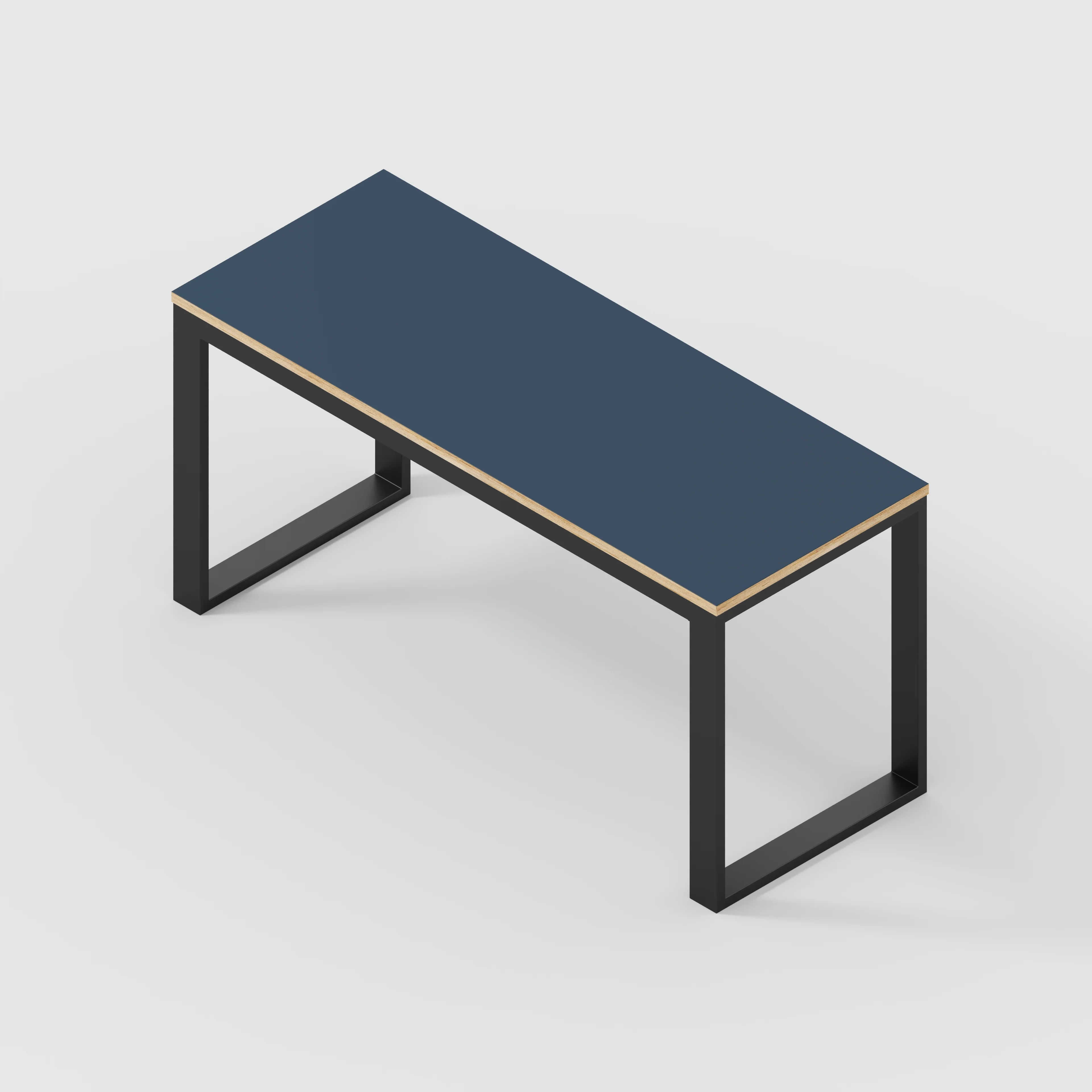 Plywood Desk with Black Industrial Frame - Formica Night Sea Blue - 1500(w) x 585(d) x 735(h) - Image 5