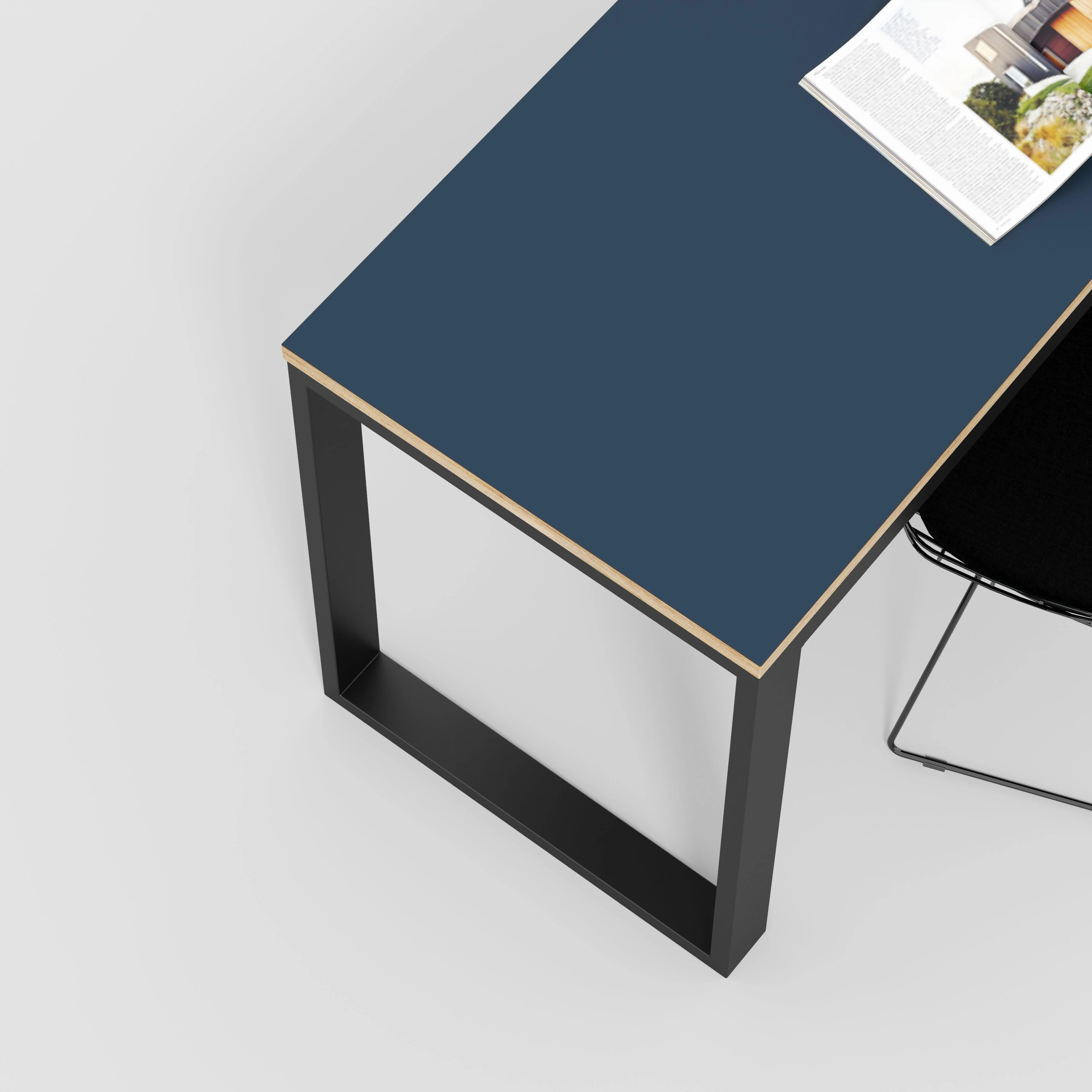 Plywood Desk with Black Industrial Frame - Formica Night Sea Blue - 1800(w) x 585(d) x 735(h) - Image 3