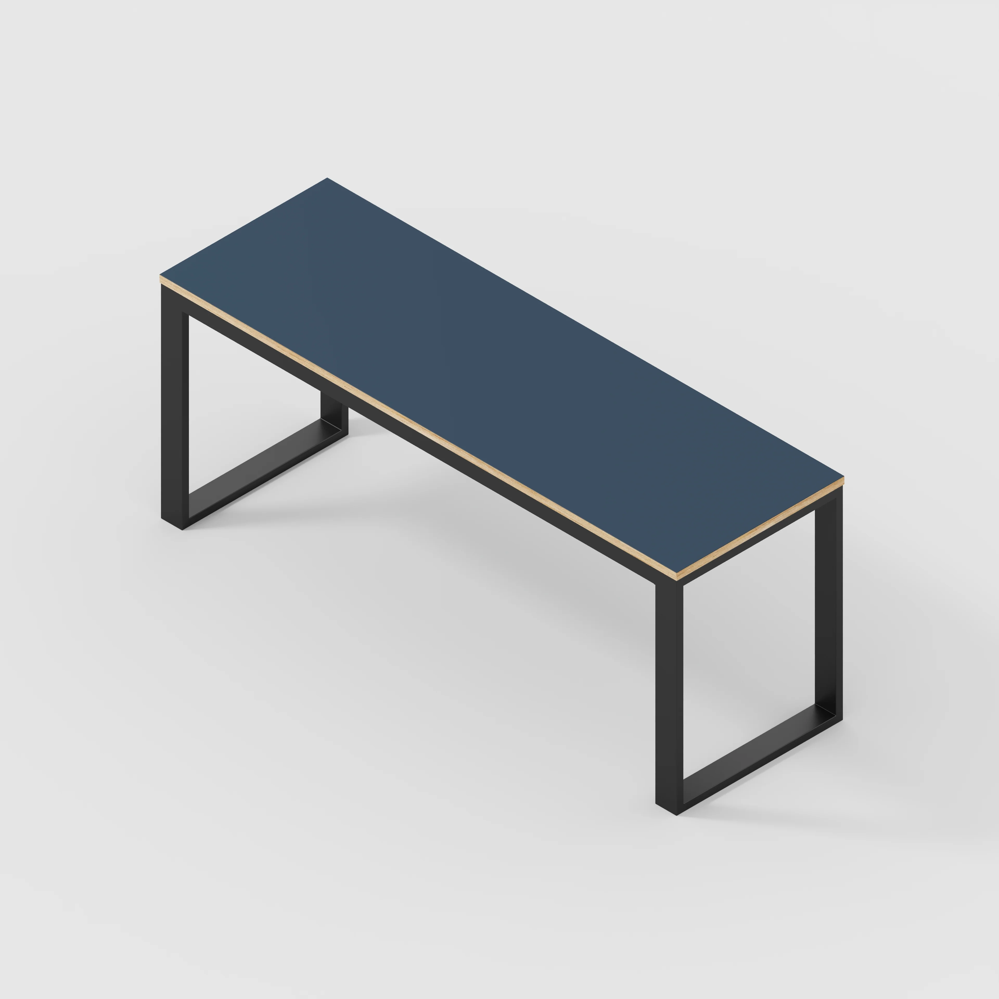 Plywood Desk with Black Industrial Frame - Formica Night Sea Blue - 1800(w) x 585(d) x 735(h) - Image 5