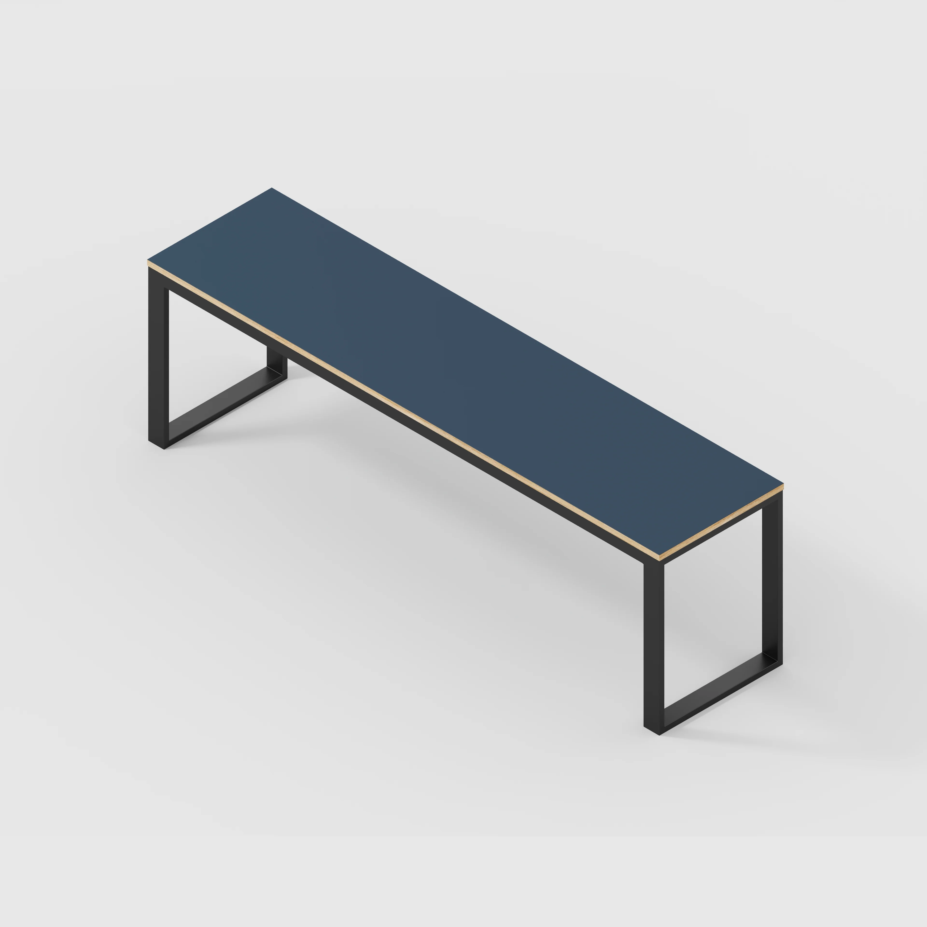 Plywood Desk with Black Industrial Frame - Formica Night Sea Blue - 2400(w) x 585(d) x 735(h) - Image 5