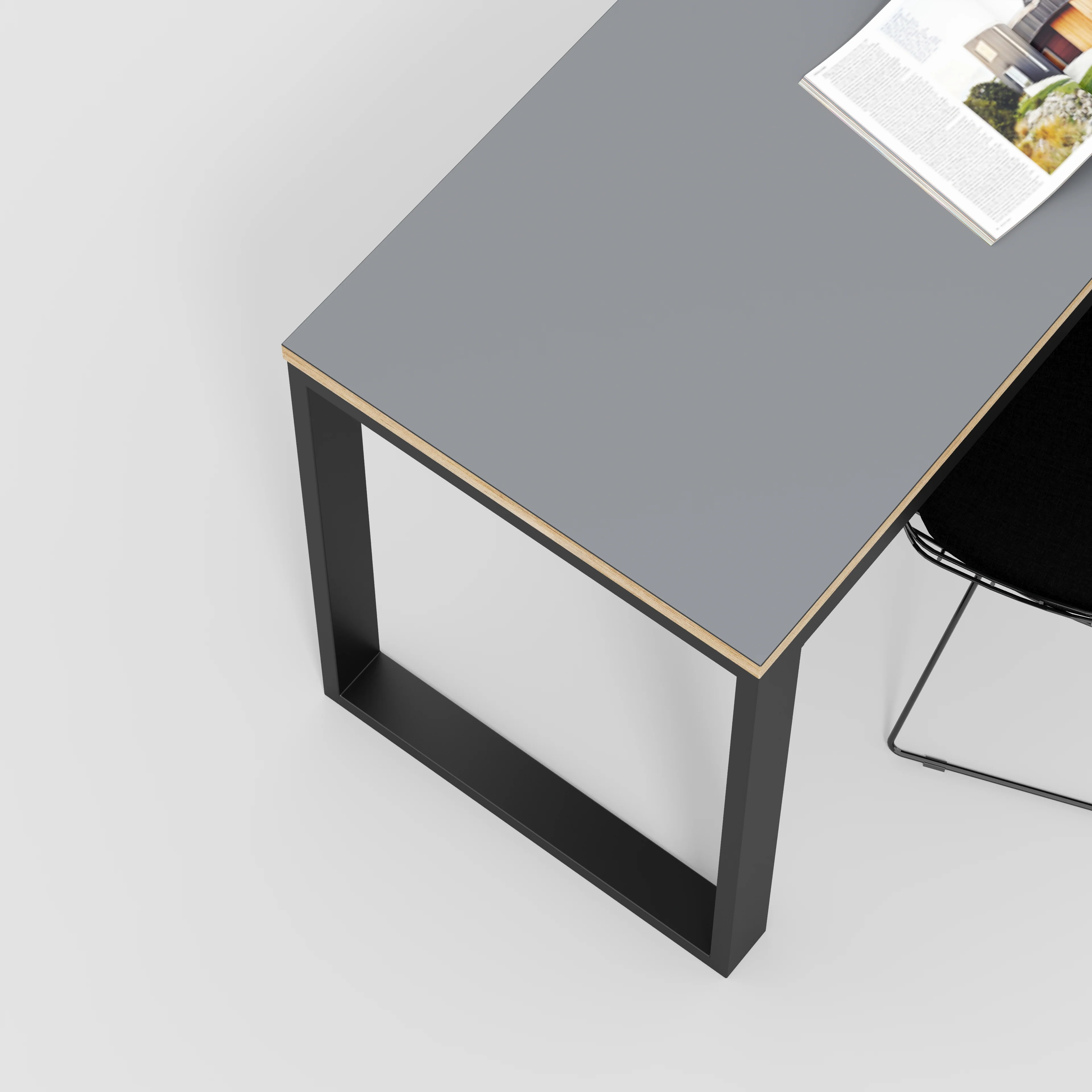 Plywood Desk with Black Industrial Frame - Formica Tornado Grey - 1500(w) x 585(d) x 735(h) - Image 3