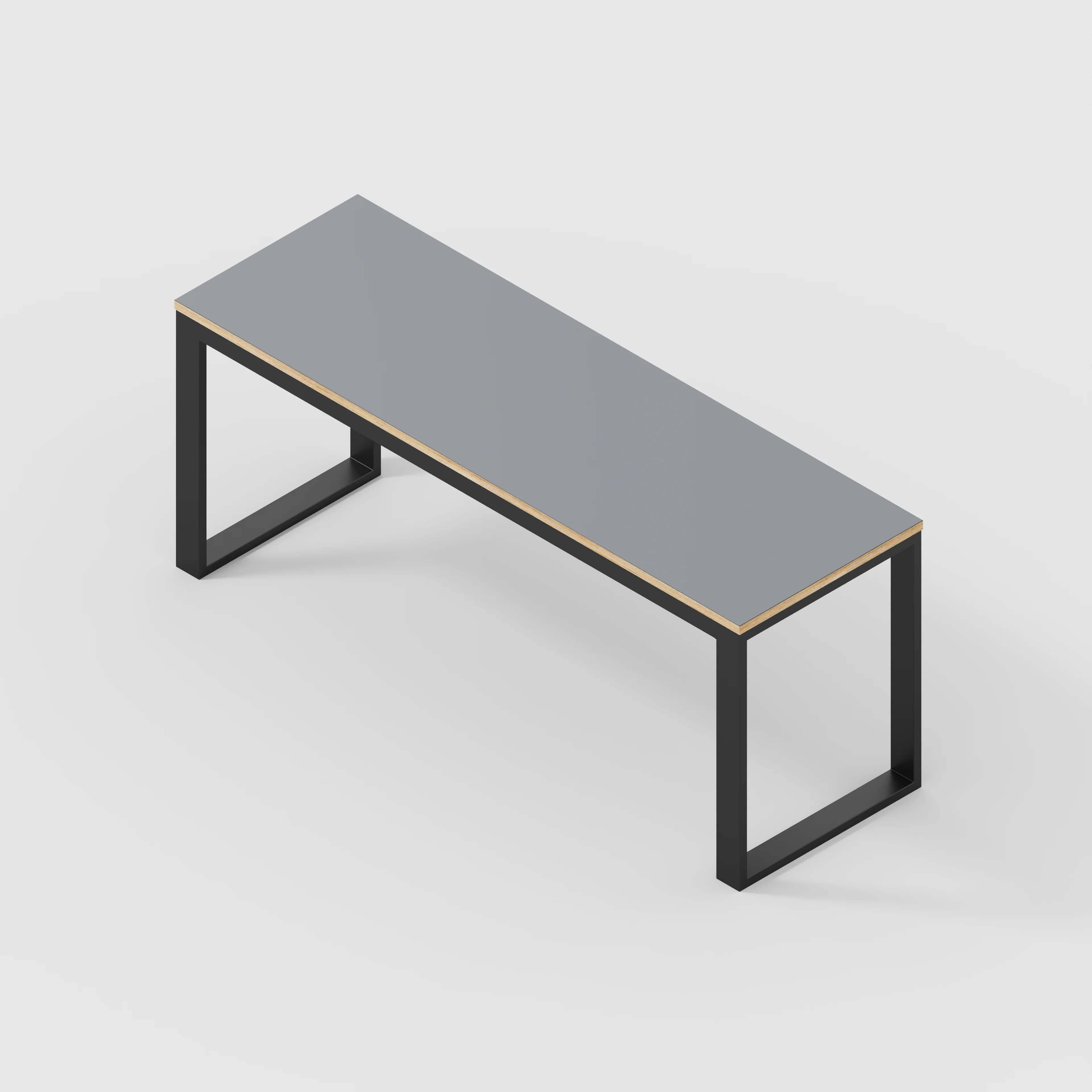 Plywood Desk with Black Industrial Frame - Formica Tornado Grey - 1800(w) x 585(d) x 735(h) - Image 5