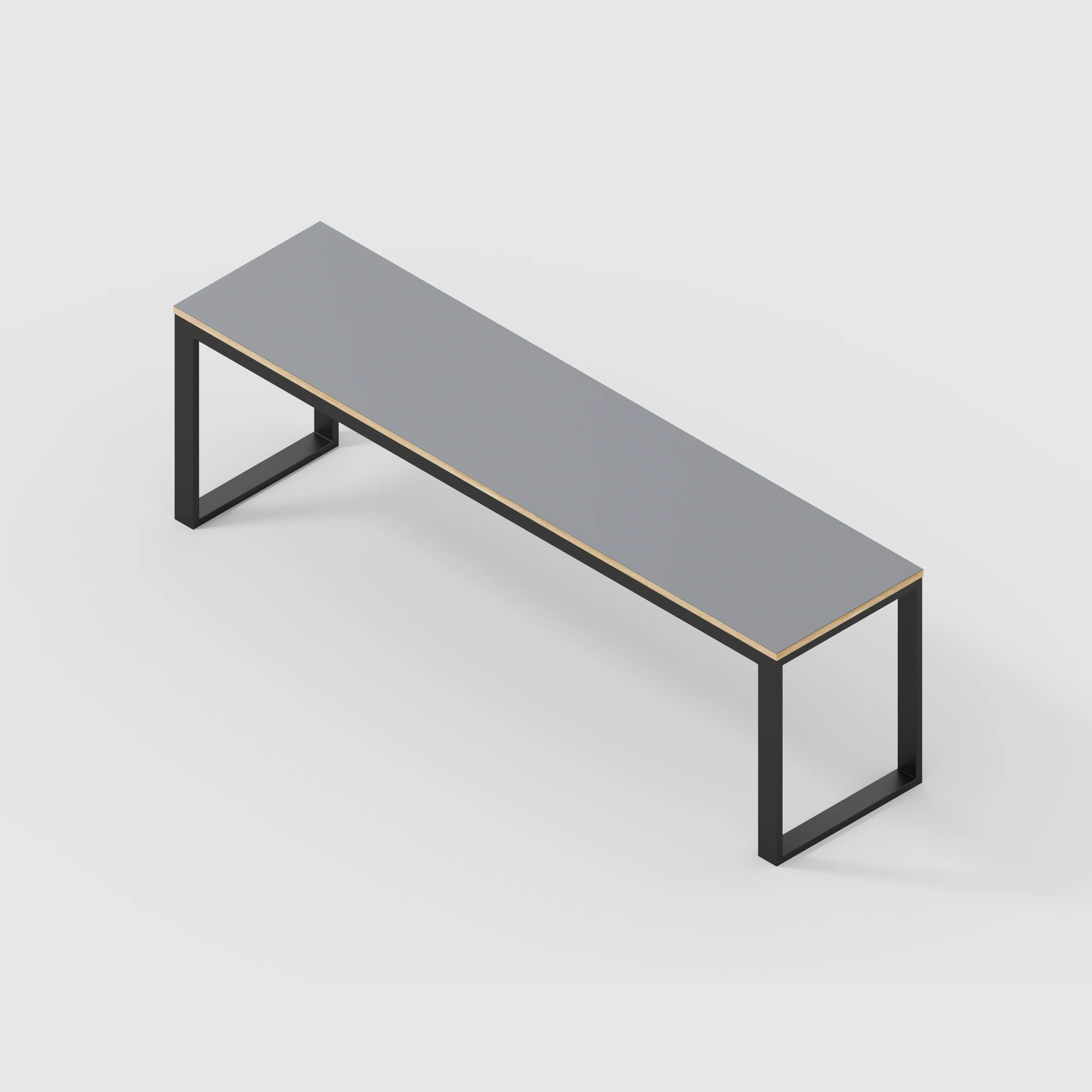 Plywood Desk with Black Industrial Frame - Formica Tornado Grey - 2400(w) x 585(d) x 735(h) - Image 5