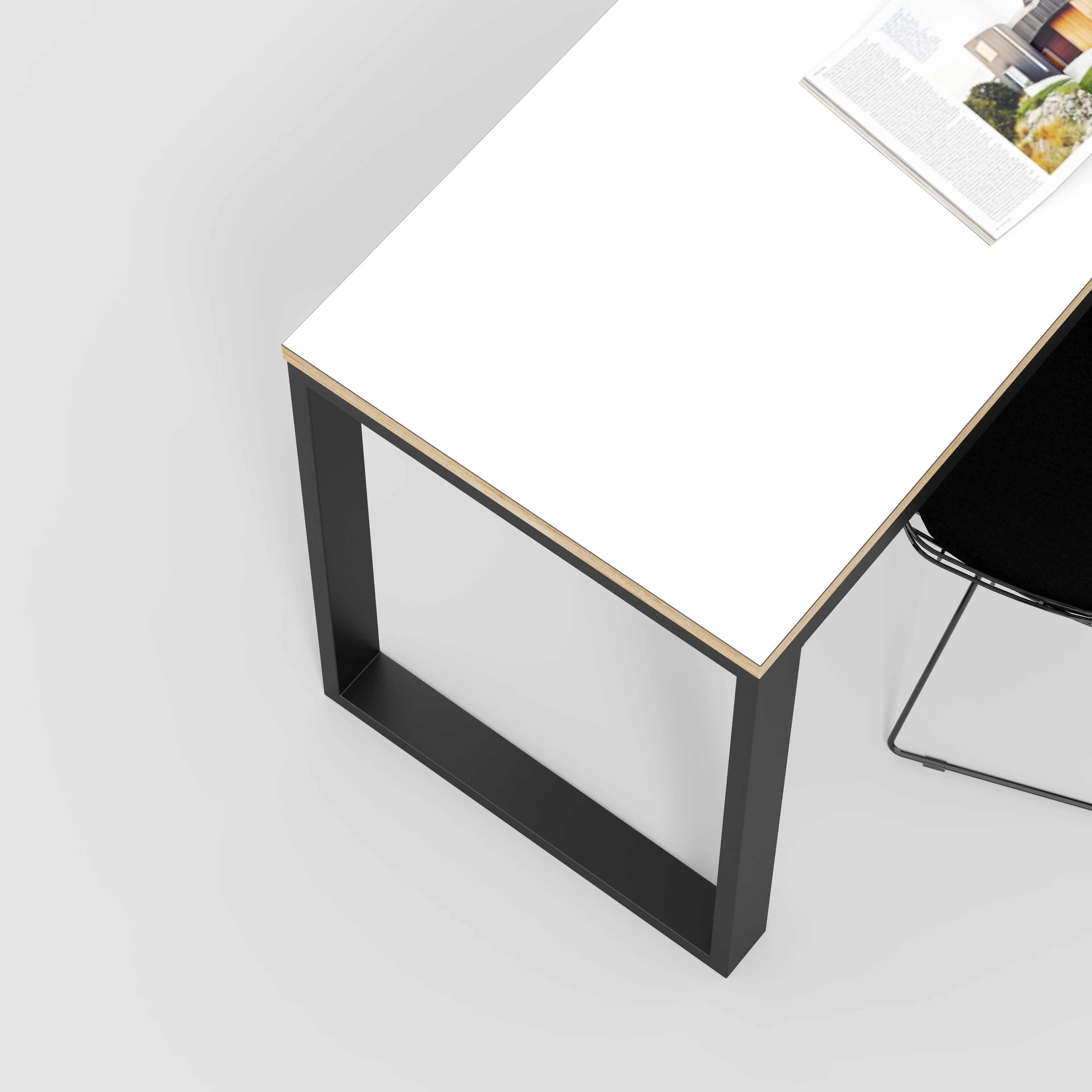 Plywood Desk with Black Industrial Frame - Formica White - 1500(w) x 585(d) x 735(h) - Image 3