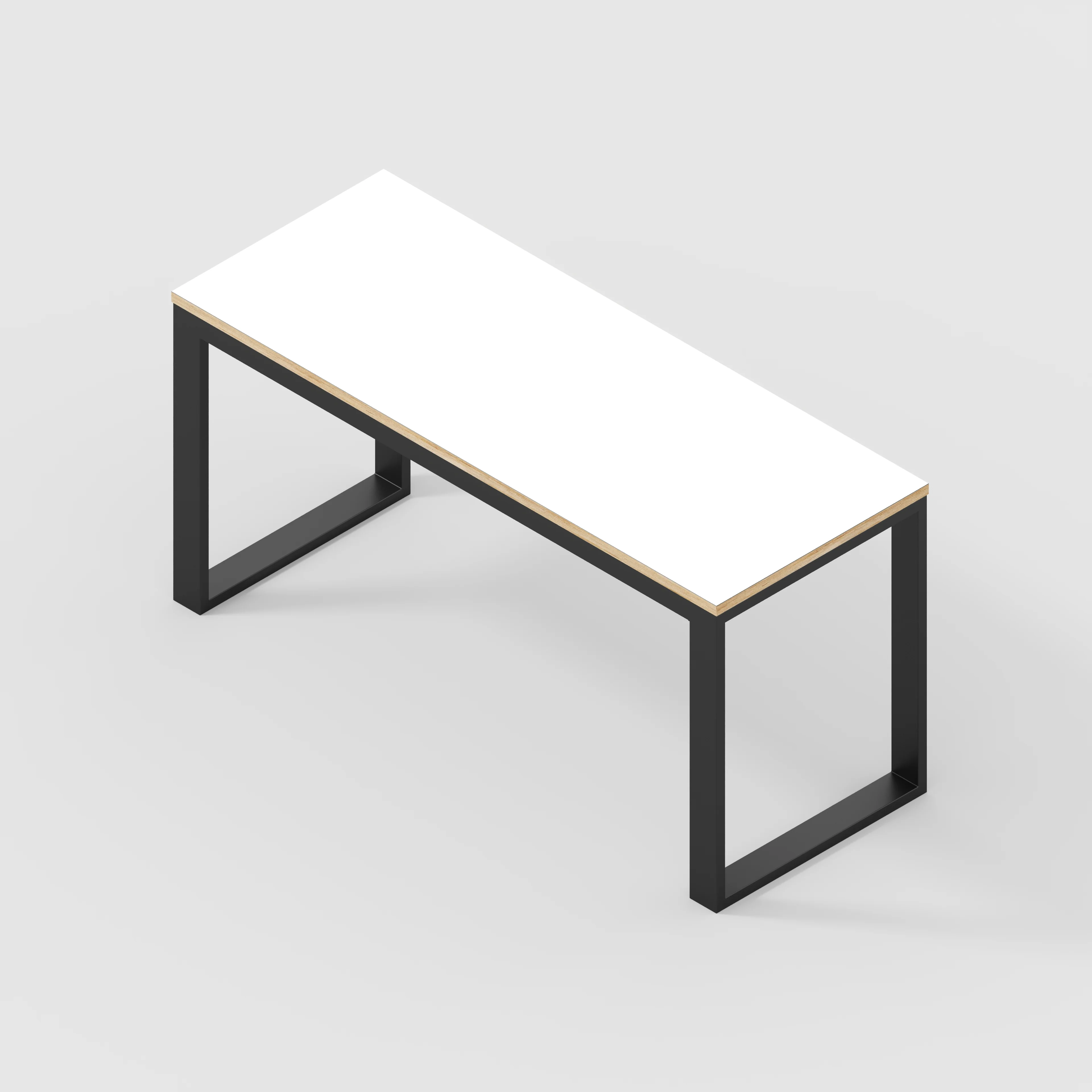 Plywood Desk with Black Industrial Frame - Formica White - 1500(w) x 585(d) x 735(h) - Image 5
