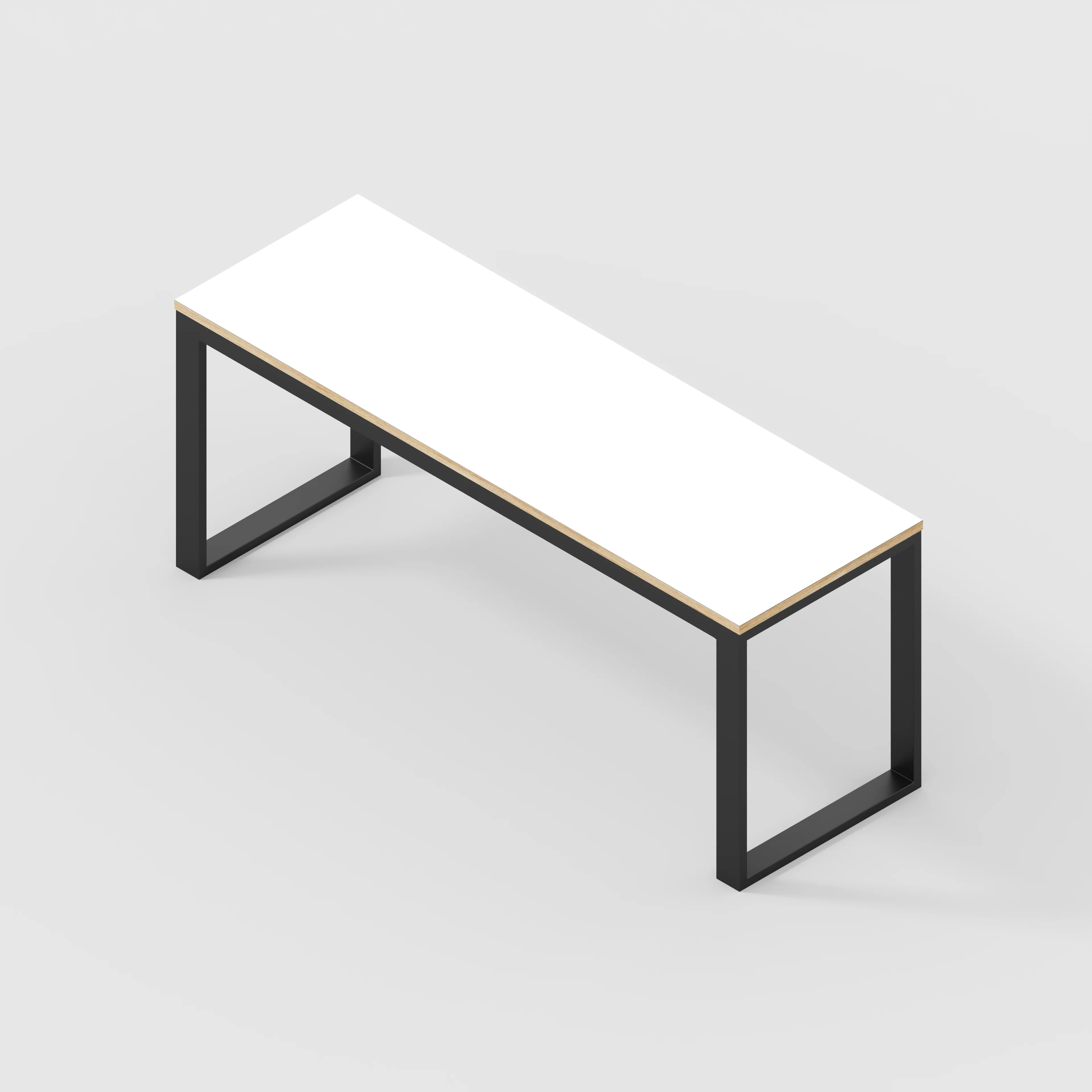 Plywood Desk with Black Industrial Frame - Formica White - 1800(w) x 585(d) x 735(h) - Image 5