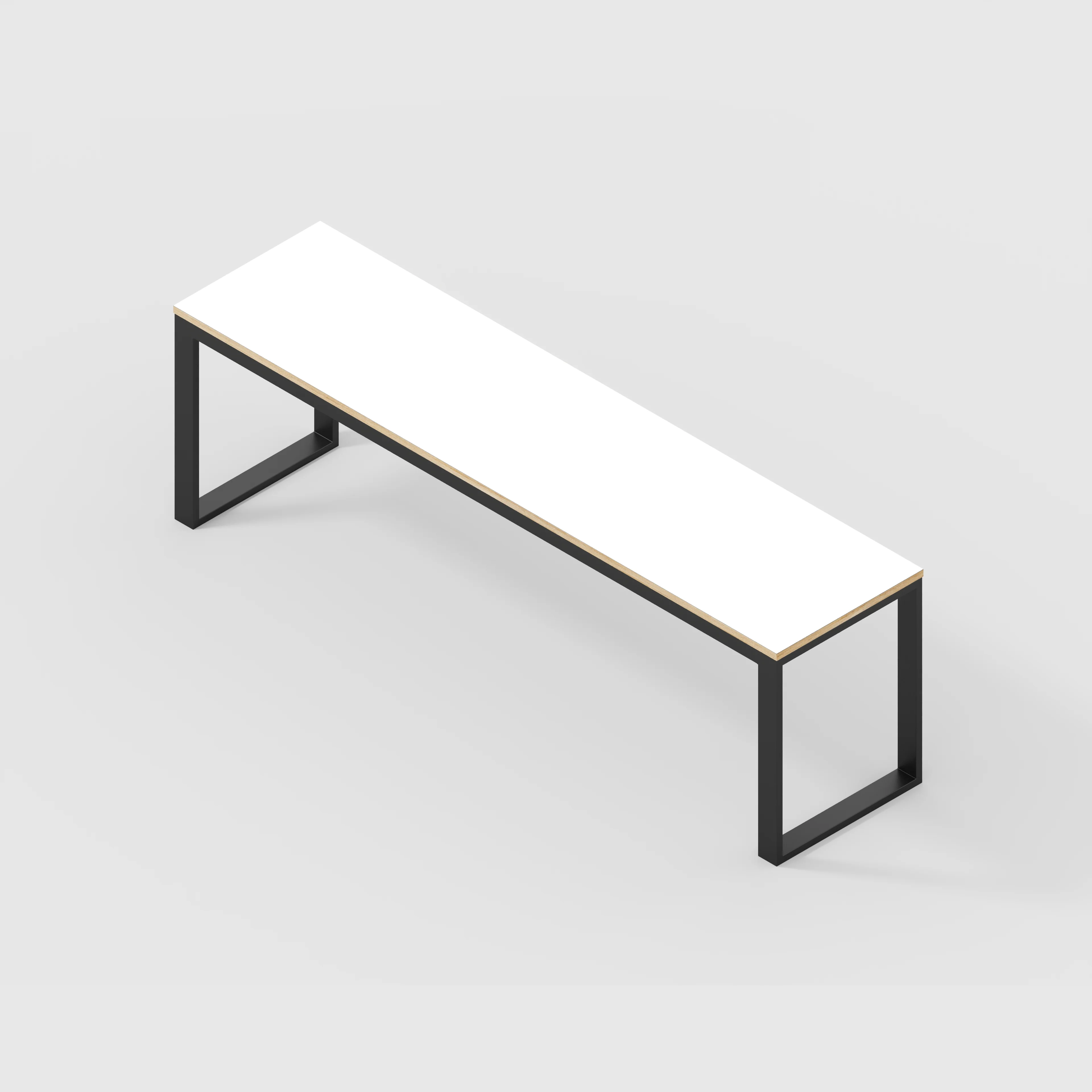 Plywood Desk with Black Industrial Frame - Formica White - 2400(w) x 585(d) x 735(h) - Image 5