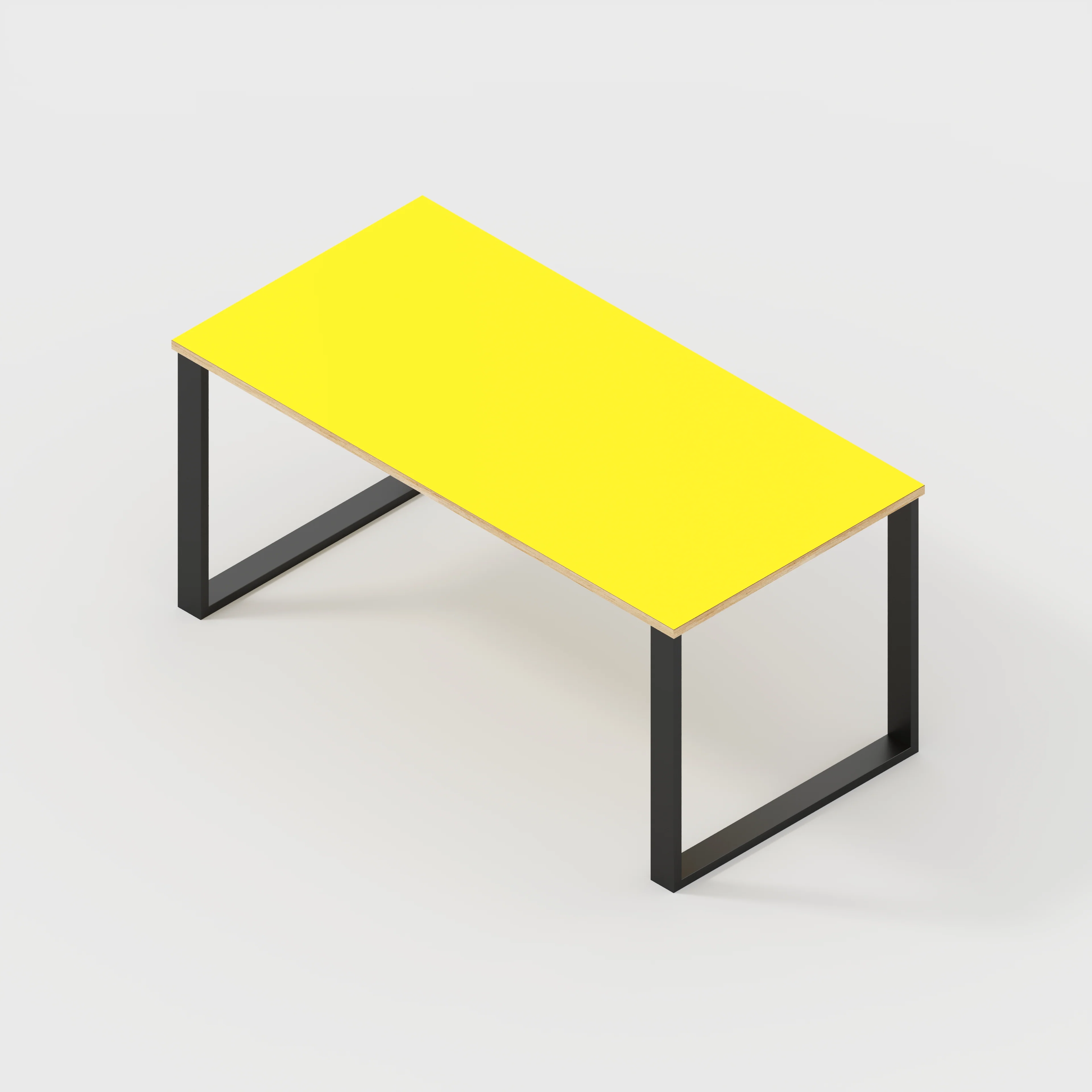 Plywood Desk with Black Industrial Legs - Formica Chrome Yellow - 1600(w) x 800(d) x 735(h) - Image 5