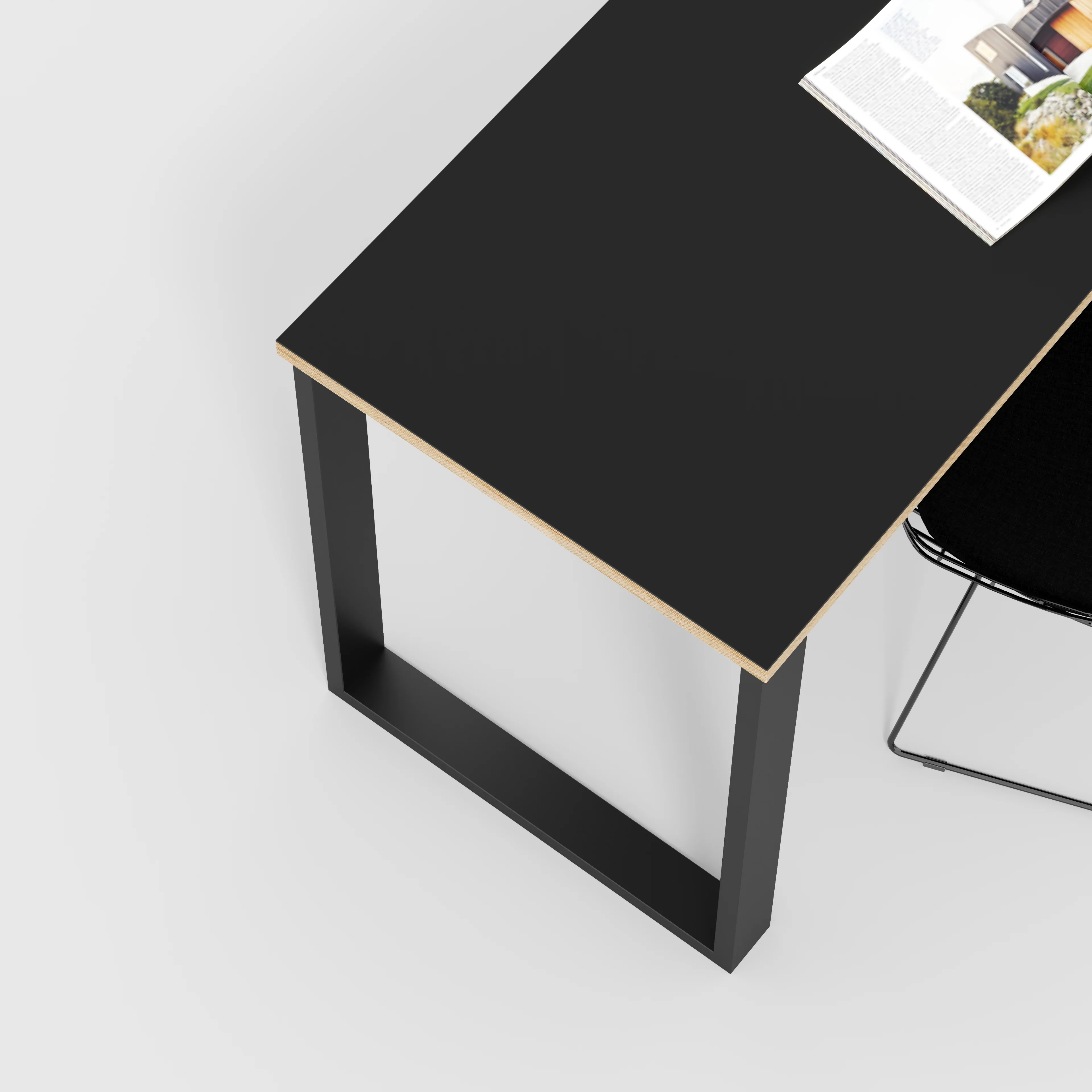 Plywood Desk with Black Industrial Legs - Formica Diamond Black - 1600(w) x 800(d) x 735(h) - Image 3