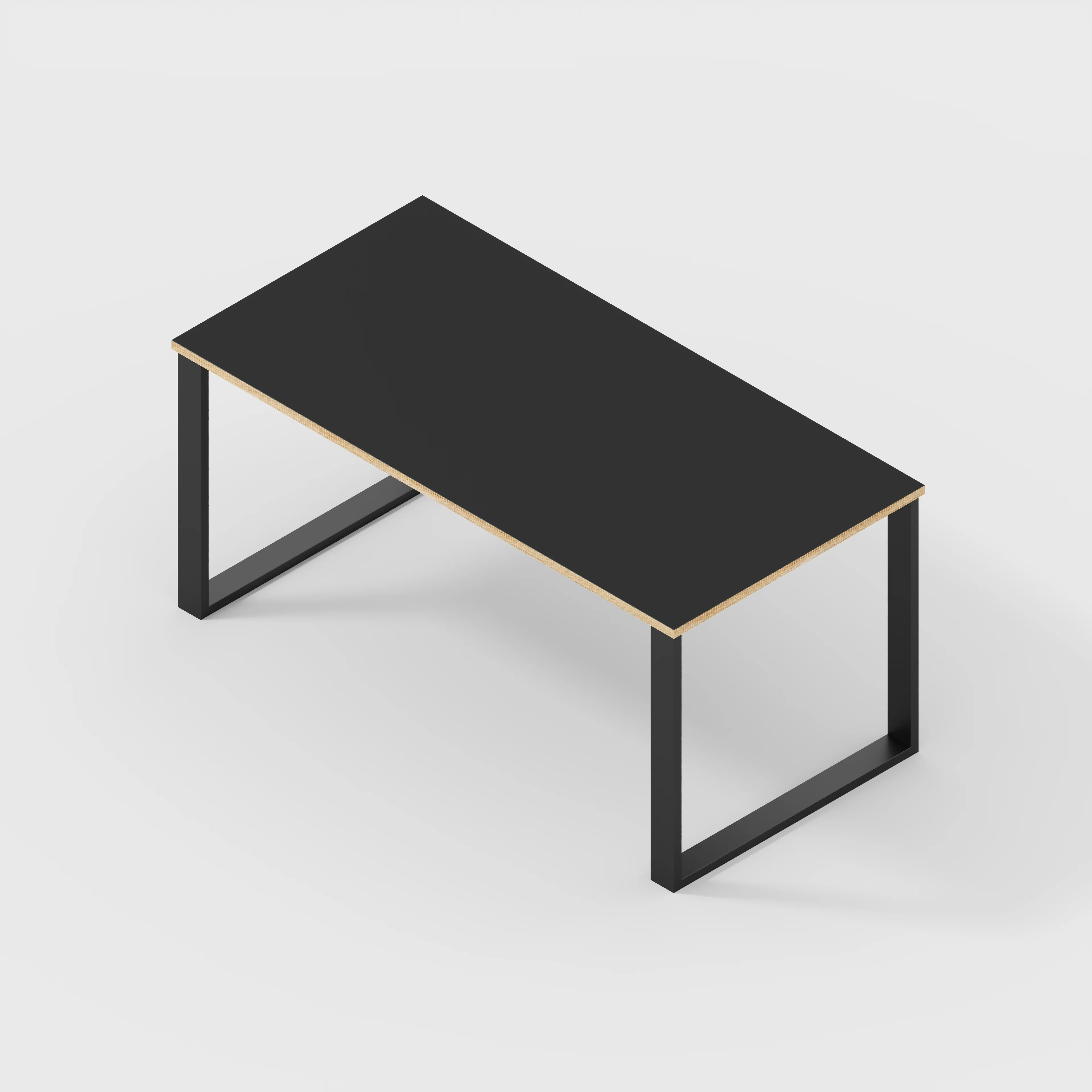 Plywood Desk with Black Industrial Legs - Formica Diamond Black - 1600(w) x 800(d) x 735(h) - Image 5