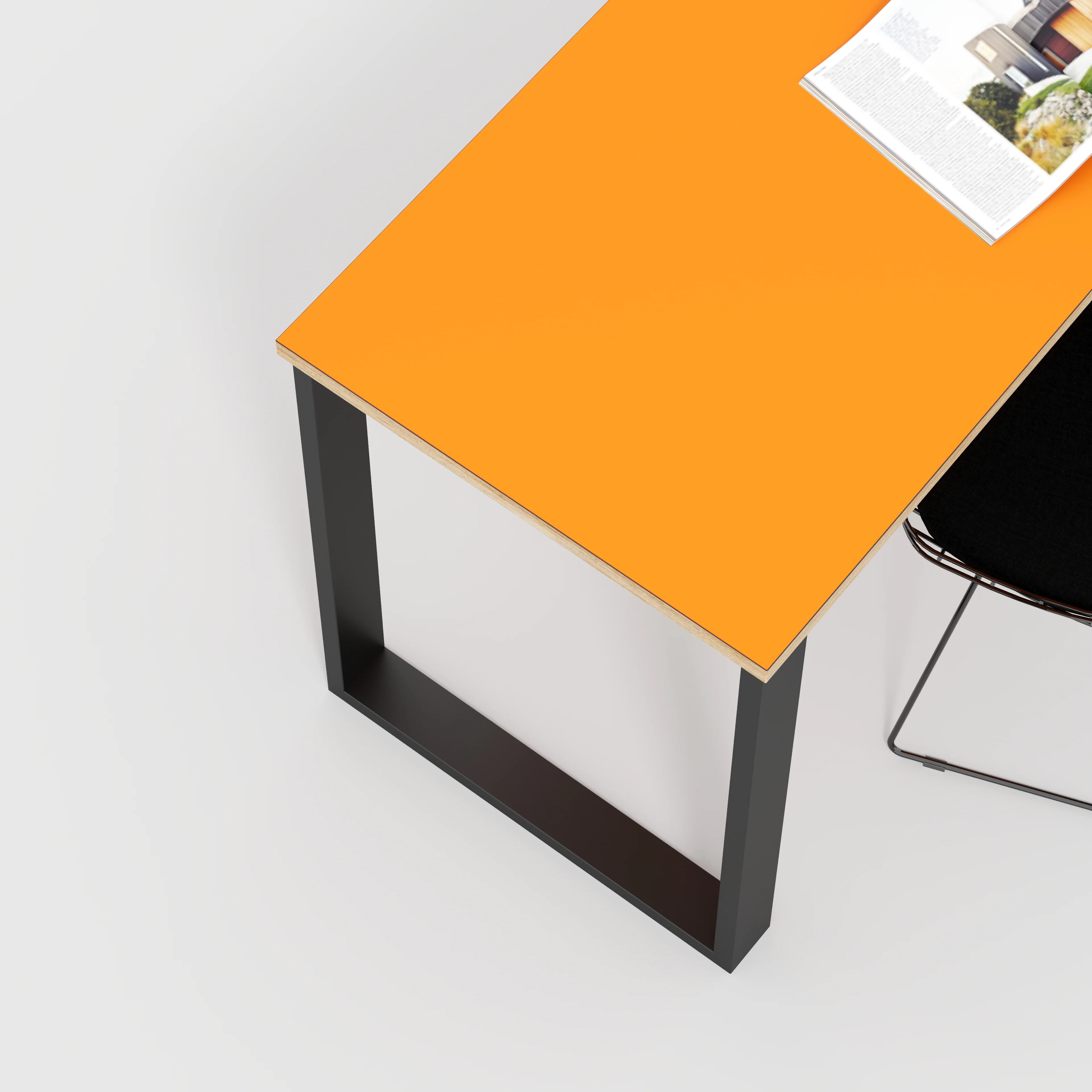 Plywood Desk with Black Industrial Legs - Formica Levante Orange - 1200(w) x 600(d) x 735(h) - Image 3