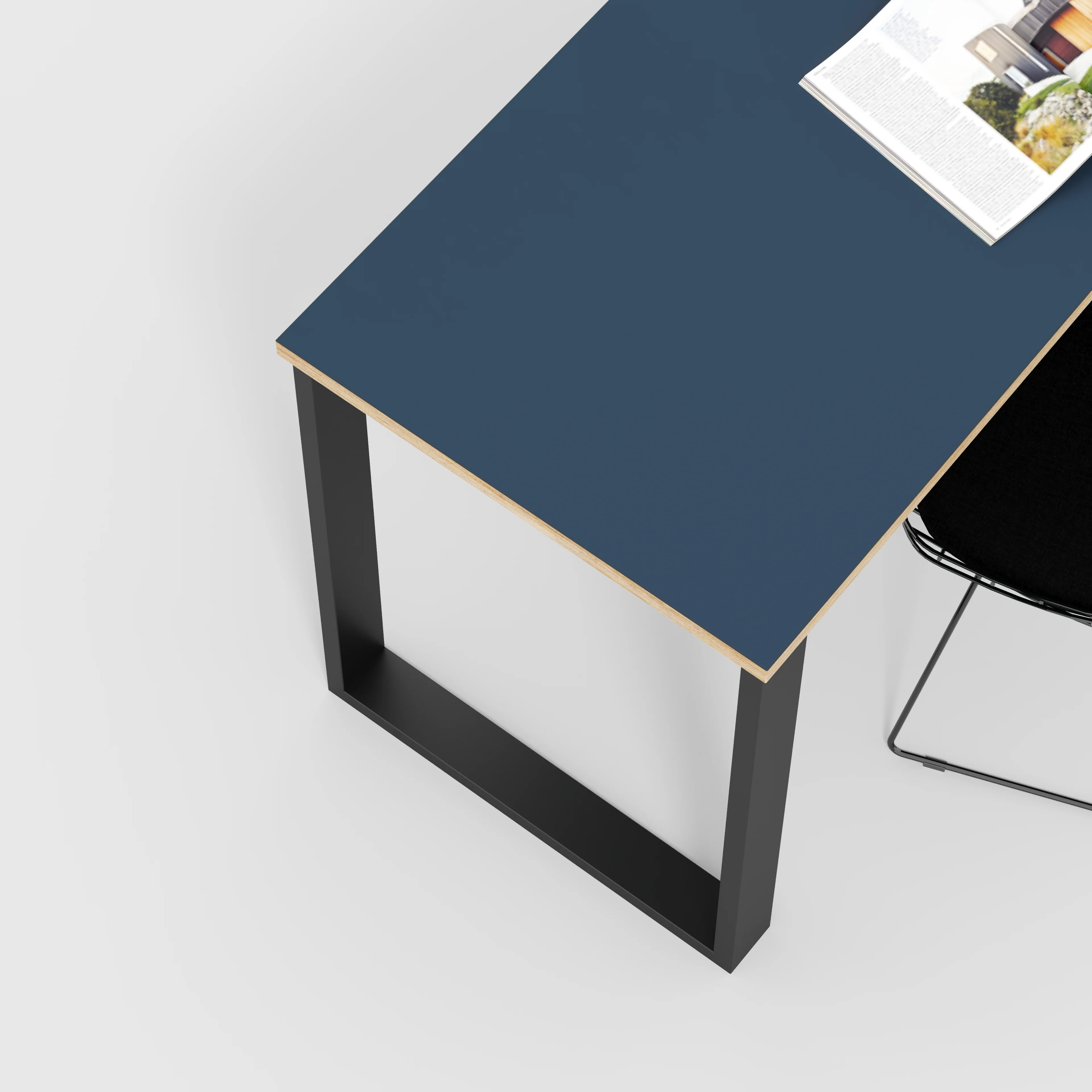 Plywood Desk with Black Industrial Legs - Formica Night Sea Blue - 1200(w) x 600(d) x 735(h) - Image 3