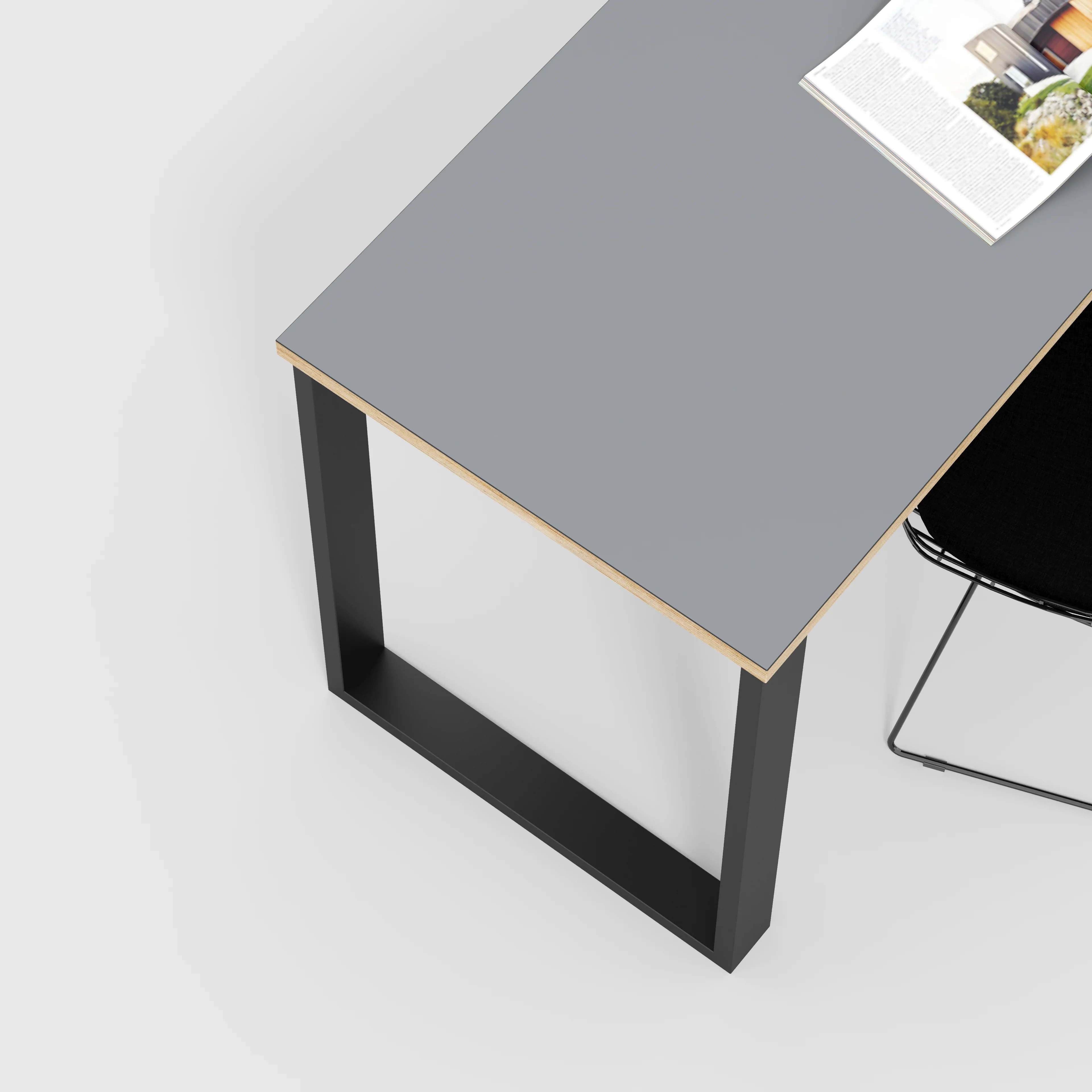 Plywood Desk with Black Industrial Legs - Formica Tornado Grey - 1200(w) x 600(d) x 735(h) - Image 3