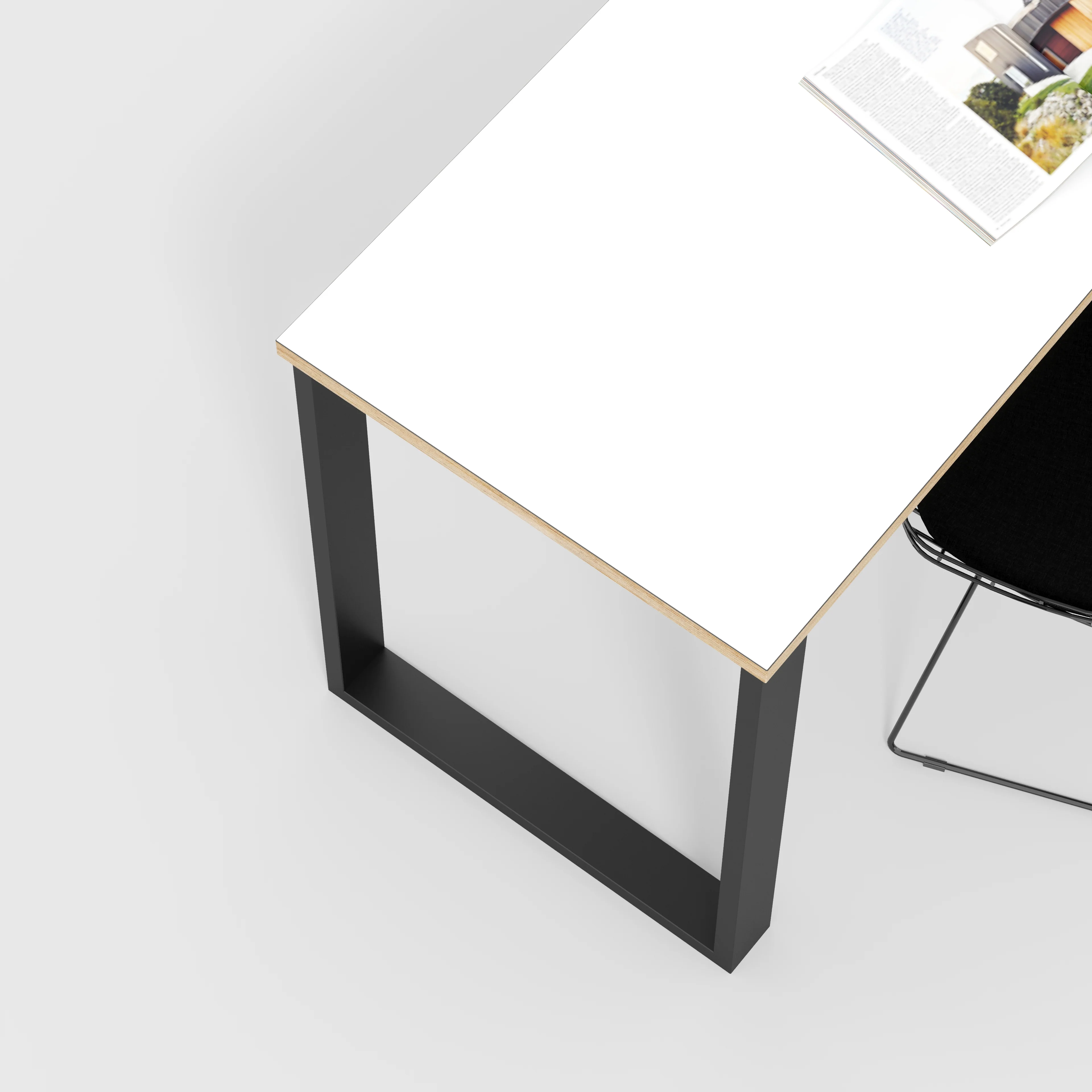 Plywood Desk with Black Industrial Legs - Formica White - 1200(w) x 600(d) x 735(h) - Image 3