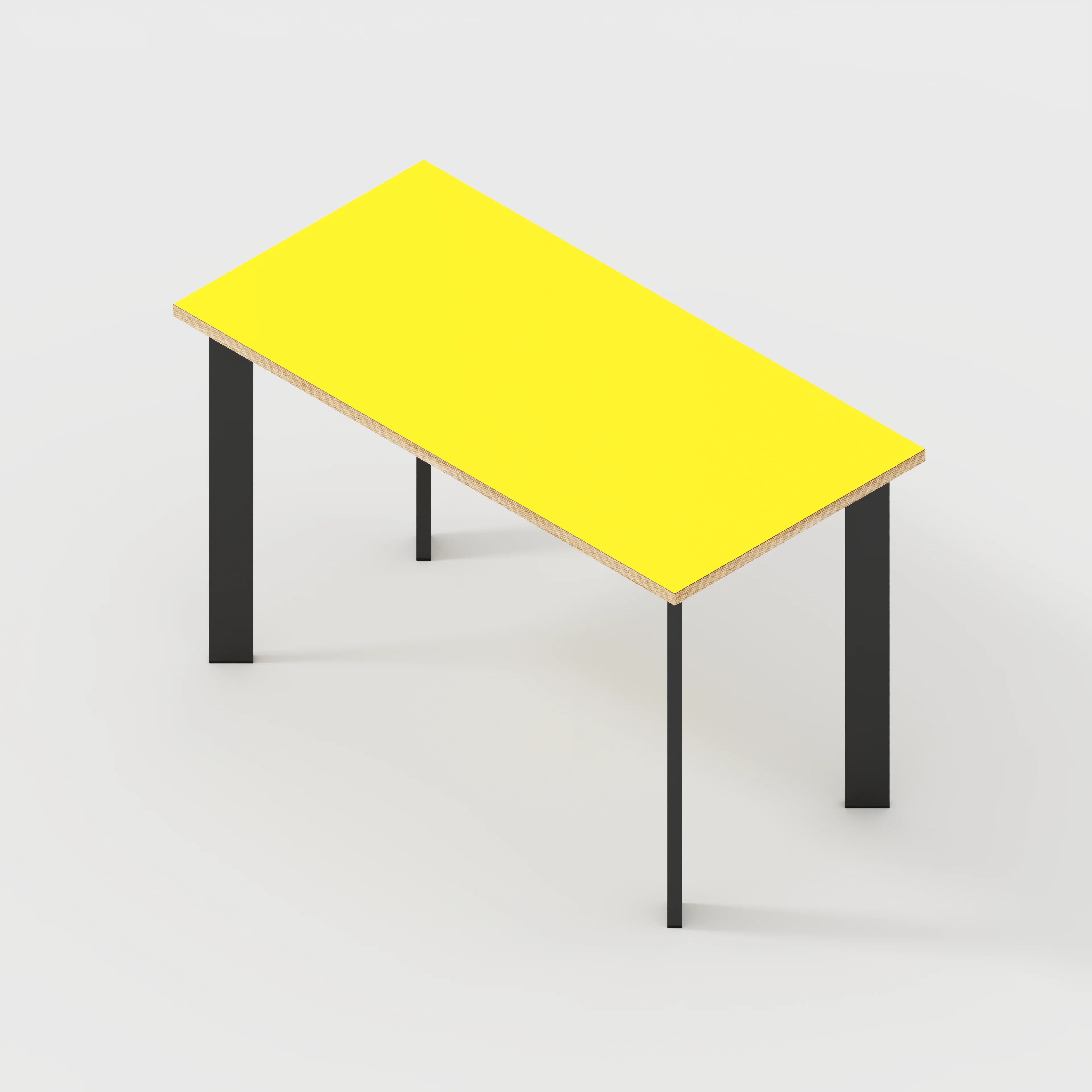 Plywood Desk with Black Rectangular Single Pin Legs - Formica Chrome Yellow - 1200(w) x 600(d) x 735(h) - Image 5