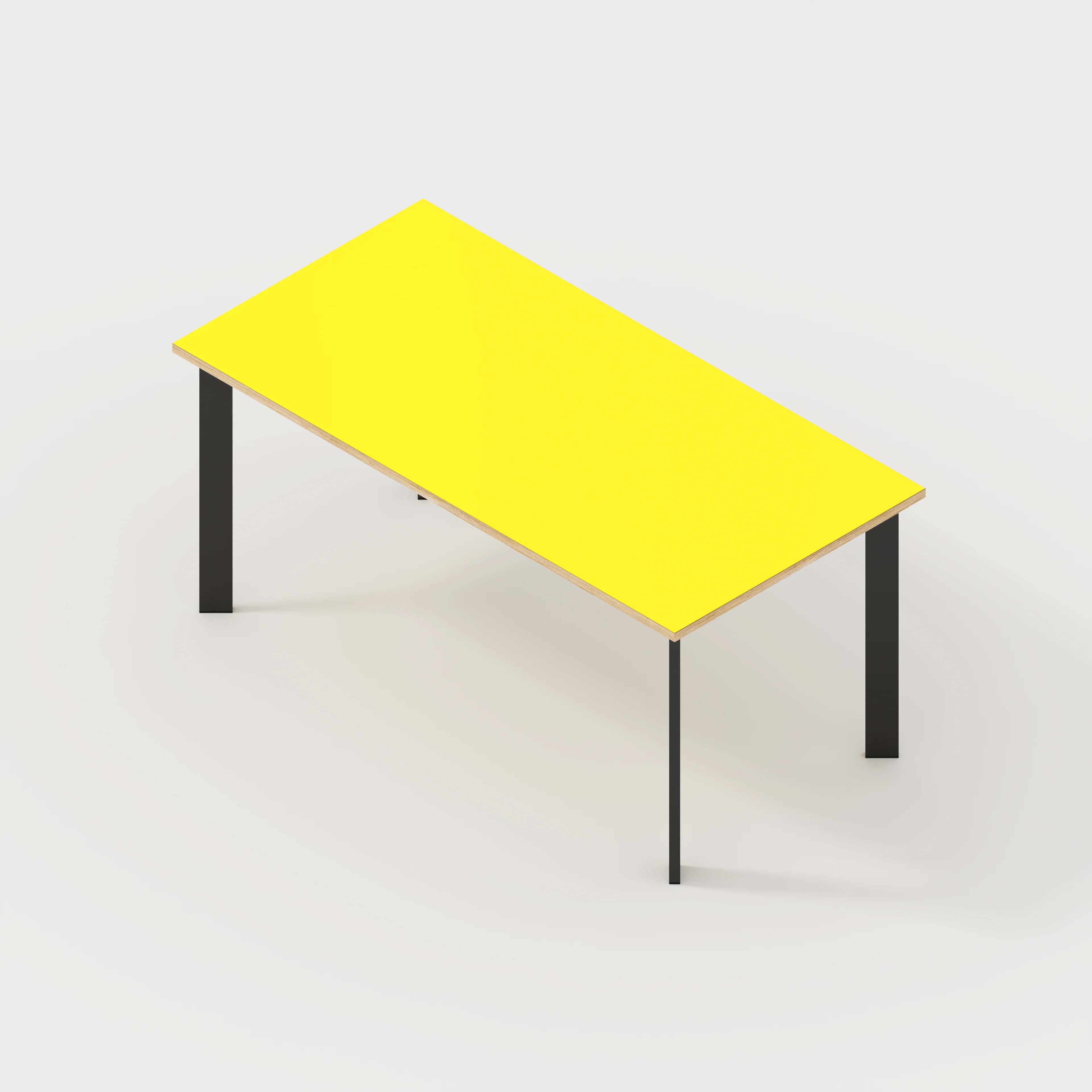 Plywood Desk with Black Rectangular Single Pin Legs - Formica Chrome Yellow - 1600(w) x 800(d) x 735(h) - Image 5