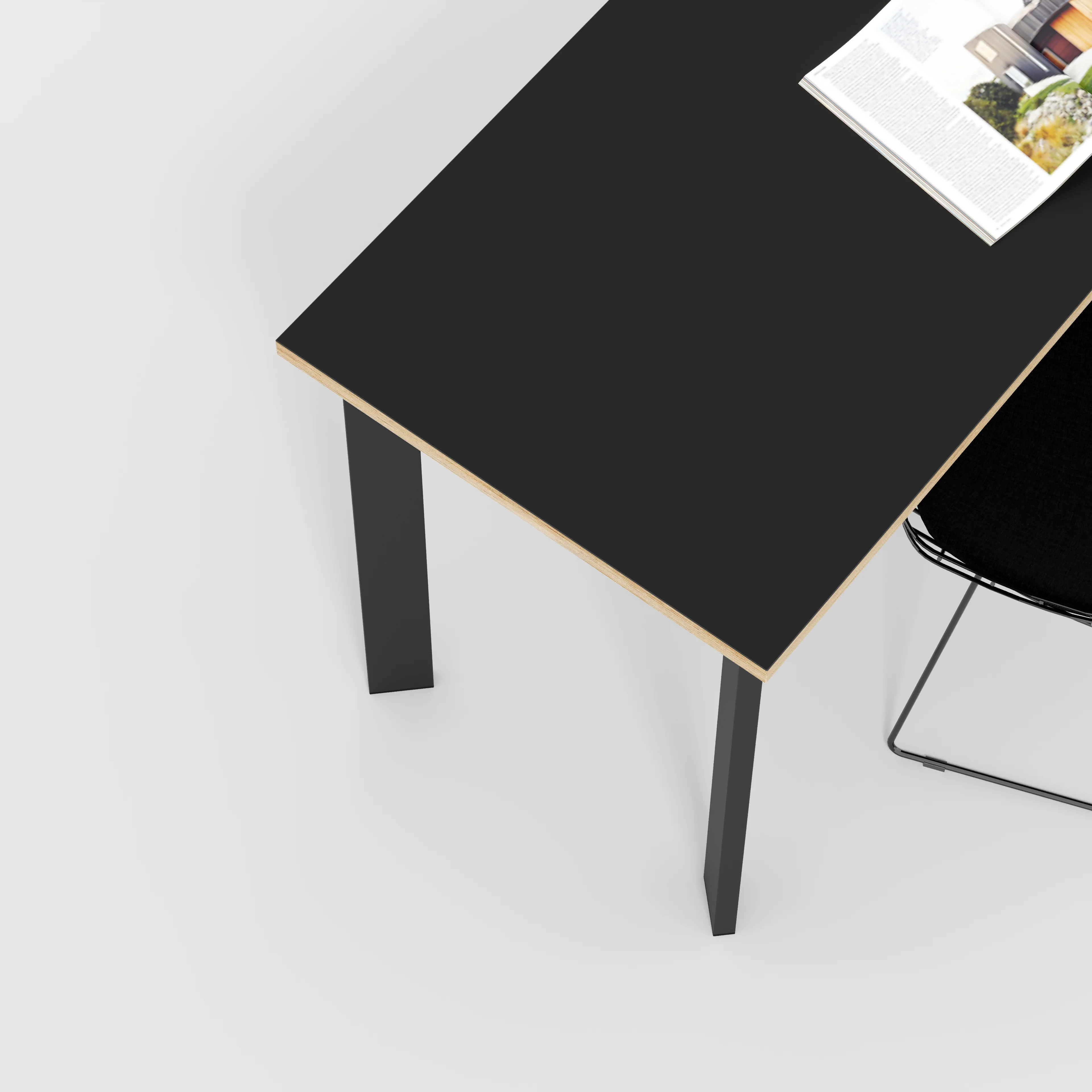 Plywood Desk with Black Rectangular Single Pin Legs - Formica Diamond Black - 1200(w) x 600(d) x 735(h) - Image 3