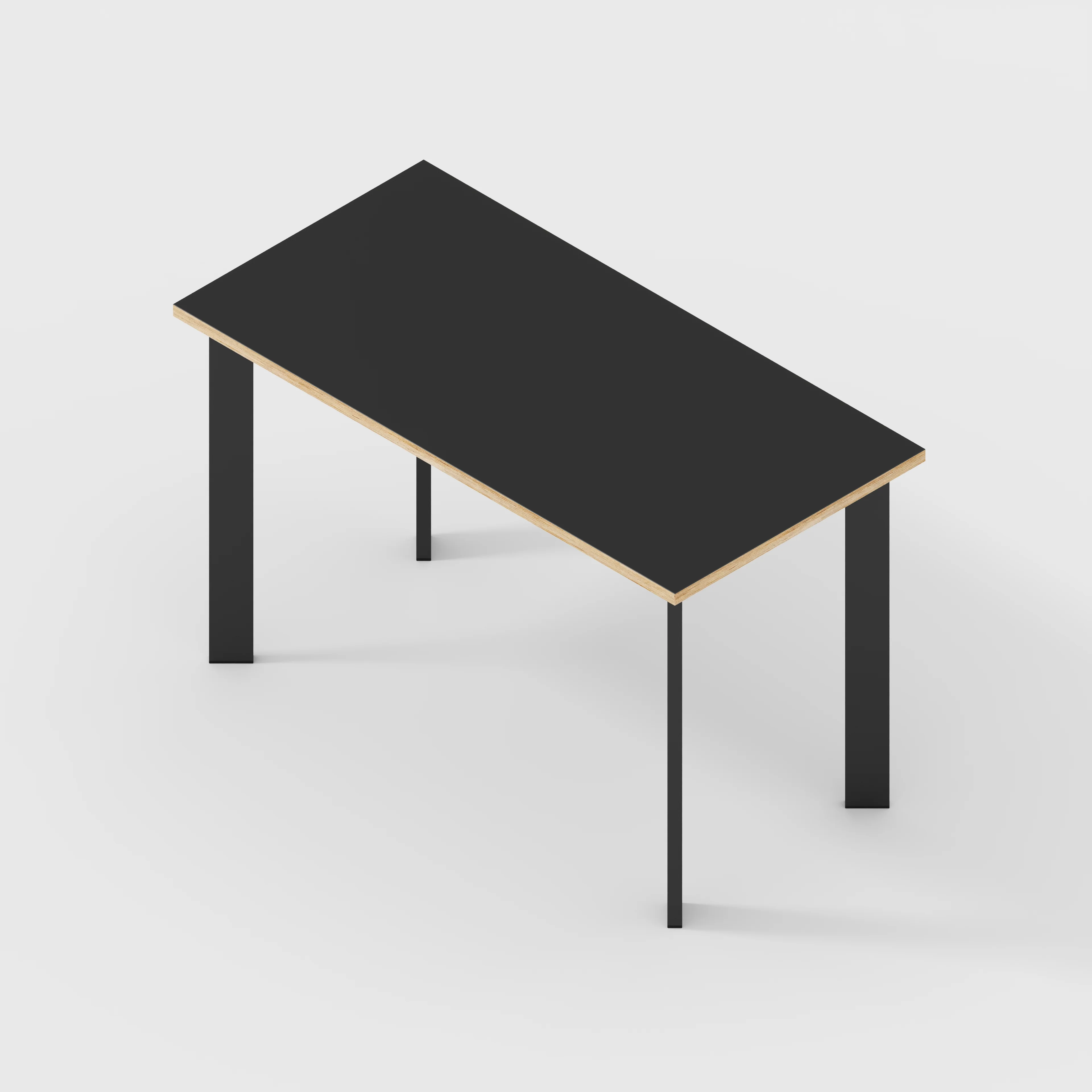 Plywood Desk with Black Rectangular Single Pin Legs - Formica Diamond Black - 1200(w) x 600(d) x 735(h) - Image 5