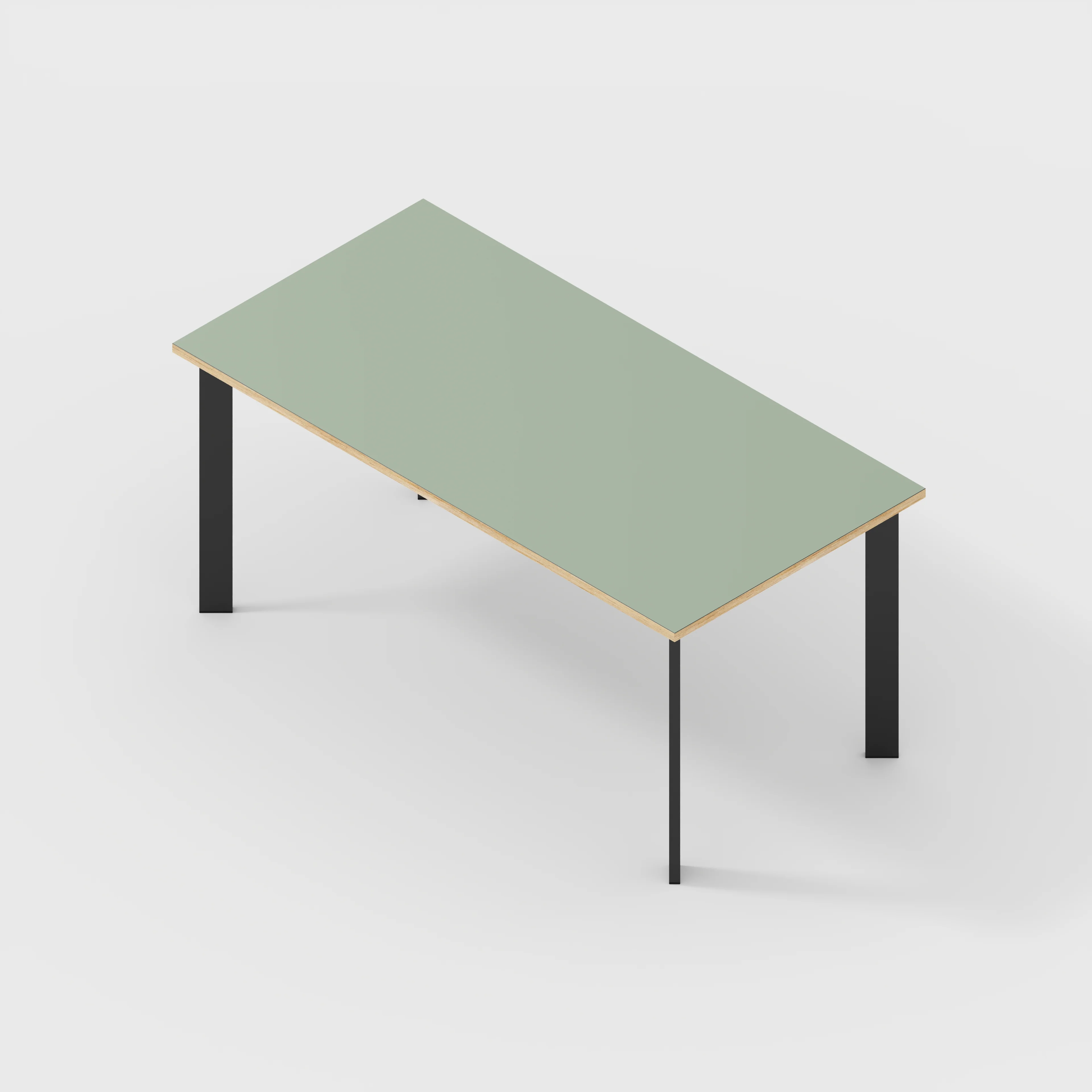Plywood Desk with Black Rectangular Single Pin Legs - Formica Green Slate - 1600(w) x 800(d) x 735(h) - Image 5
