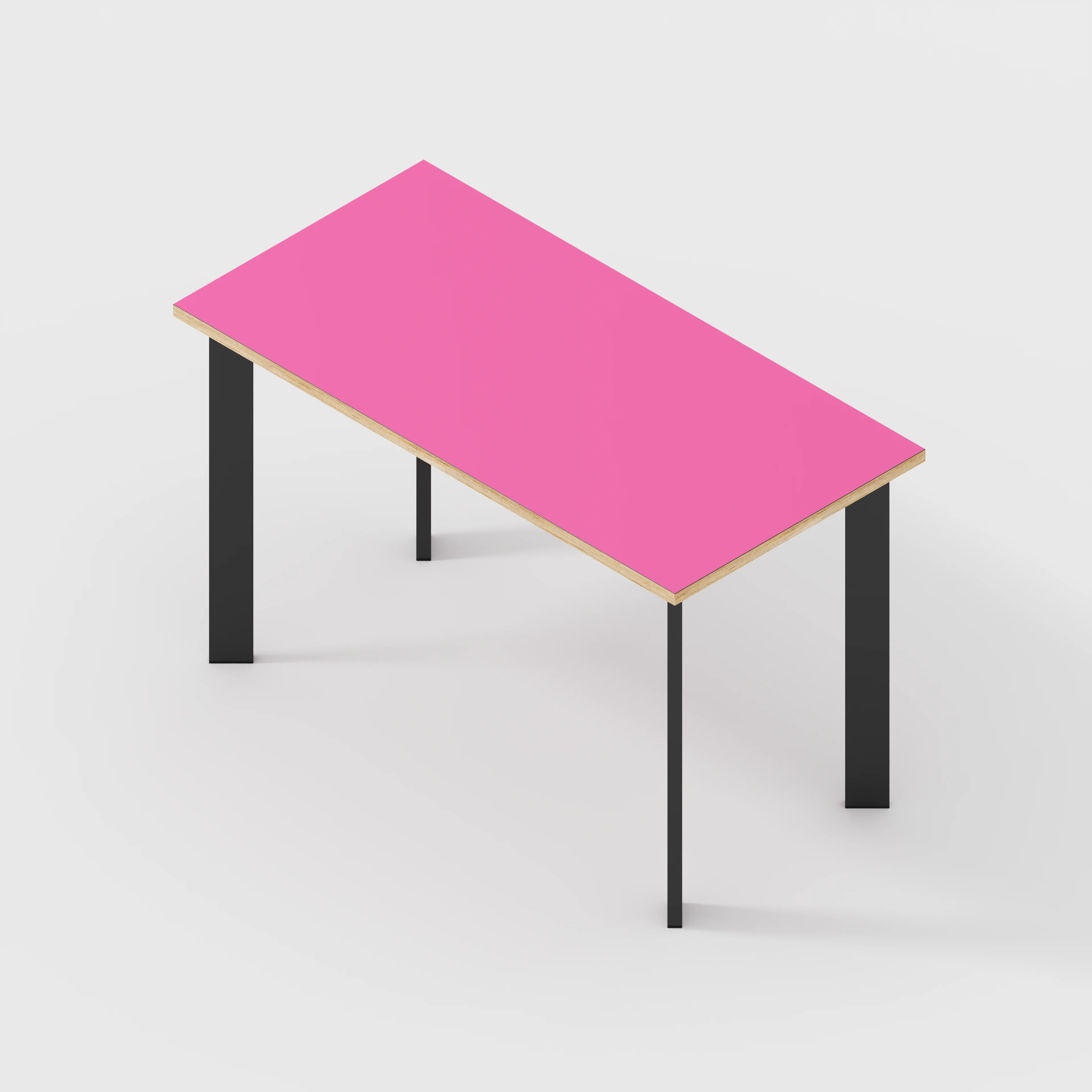 Plywood Desk with Black Rectangular Single Pin Legs - Formica Juicy Pink - 1200(w) x 600(d) x 735(h) - Image 5