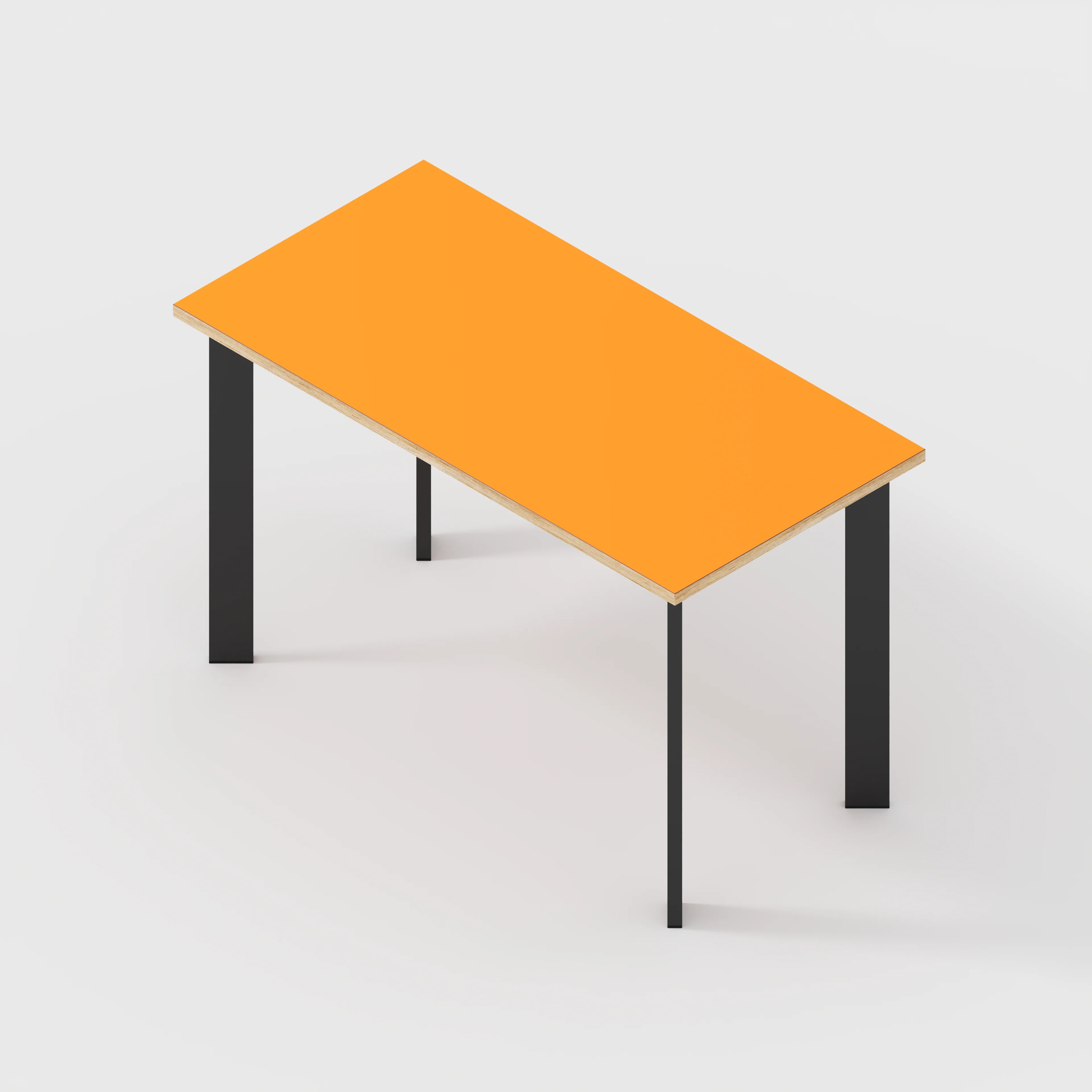 Plywood Desk with Black Rectangular Single Pin Legs - Formica Levante Orange - 1200(w) x 600(d) x 735(h) - Image 5