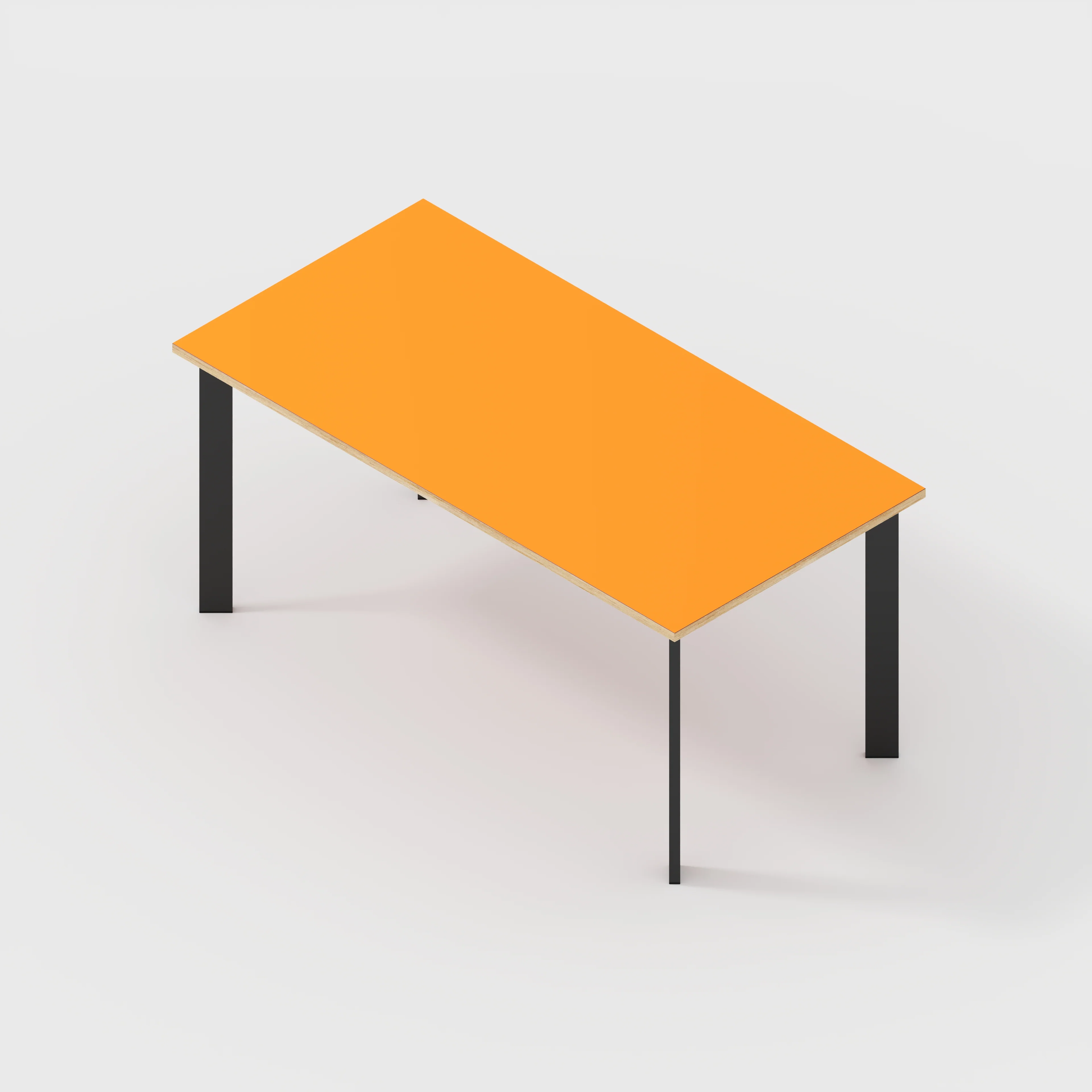 Plywood Desk with Black Rectangular Single Pin Legs - Formica Levante Orange - 1600(w) x 800(d) x 735(h) - Image 5