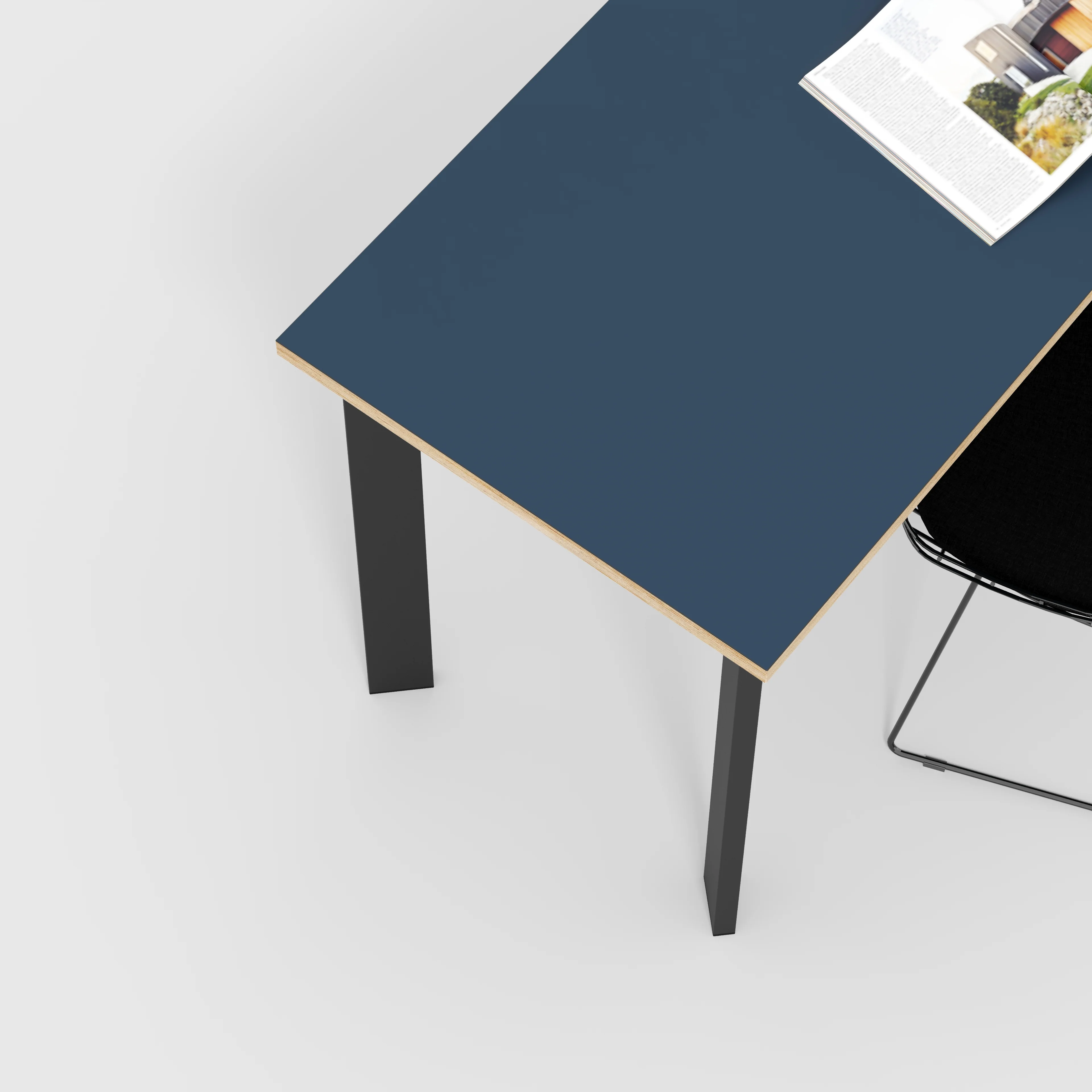 Plywood Desk with Black Rectangular Single Pin Legs - Formica Night Sea Blue - 1200(w) x 600(d) x 735(h) - Image 3