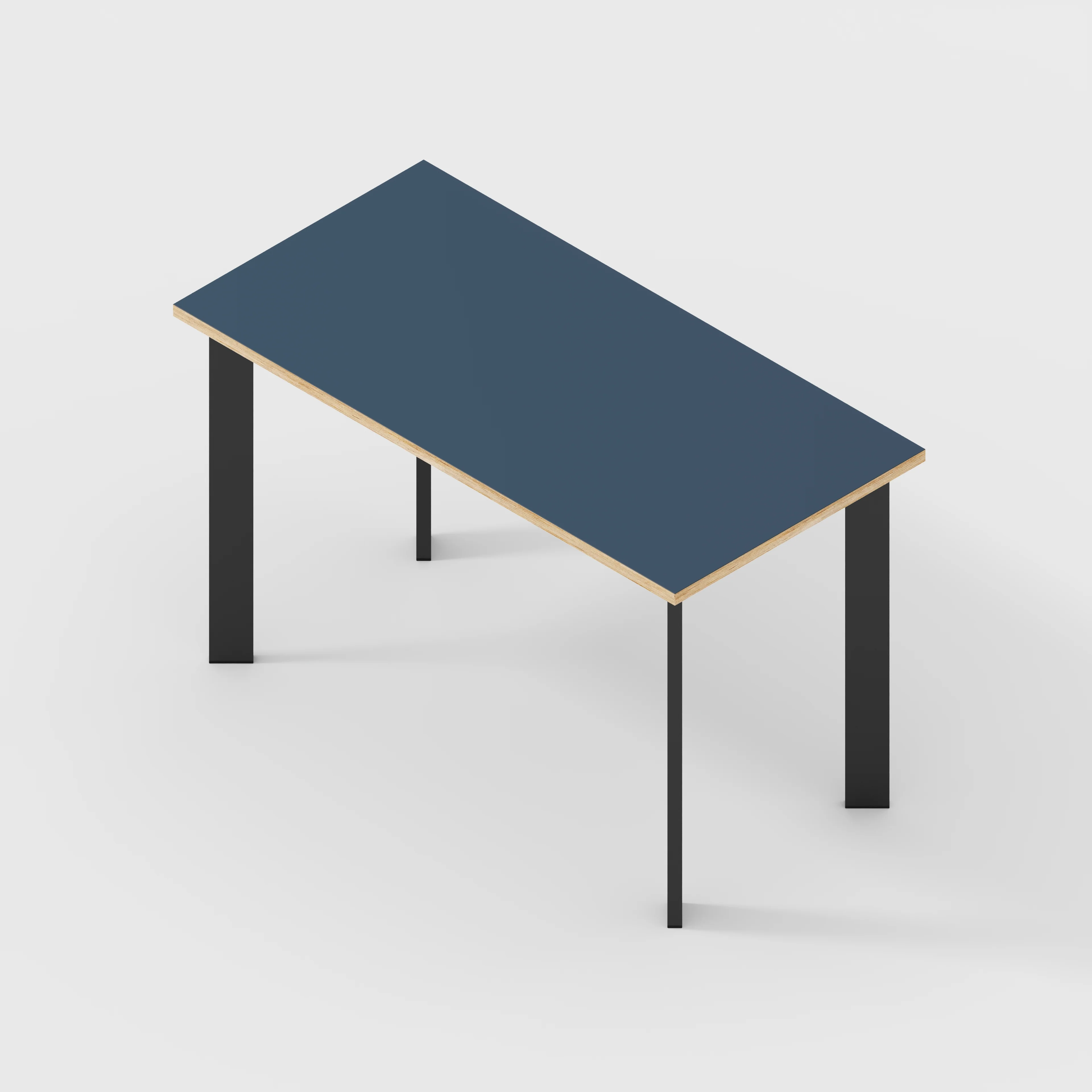 Plywood Desk with Black Rectangular Single Pin Legs - Formica Night Sea Blue - 1200(w) x 600(d) x 735(h) - Image 5