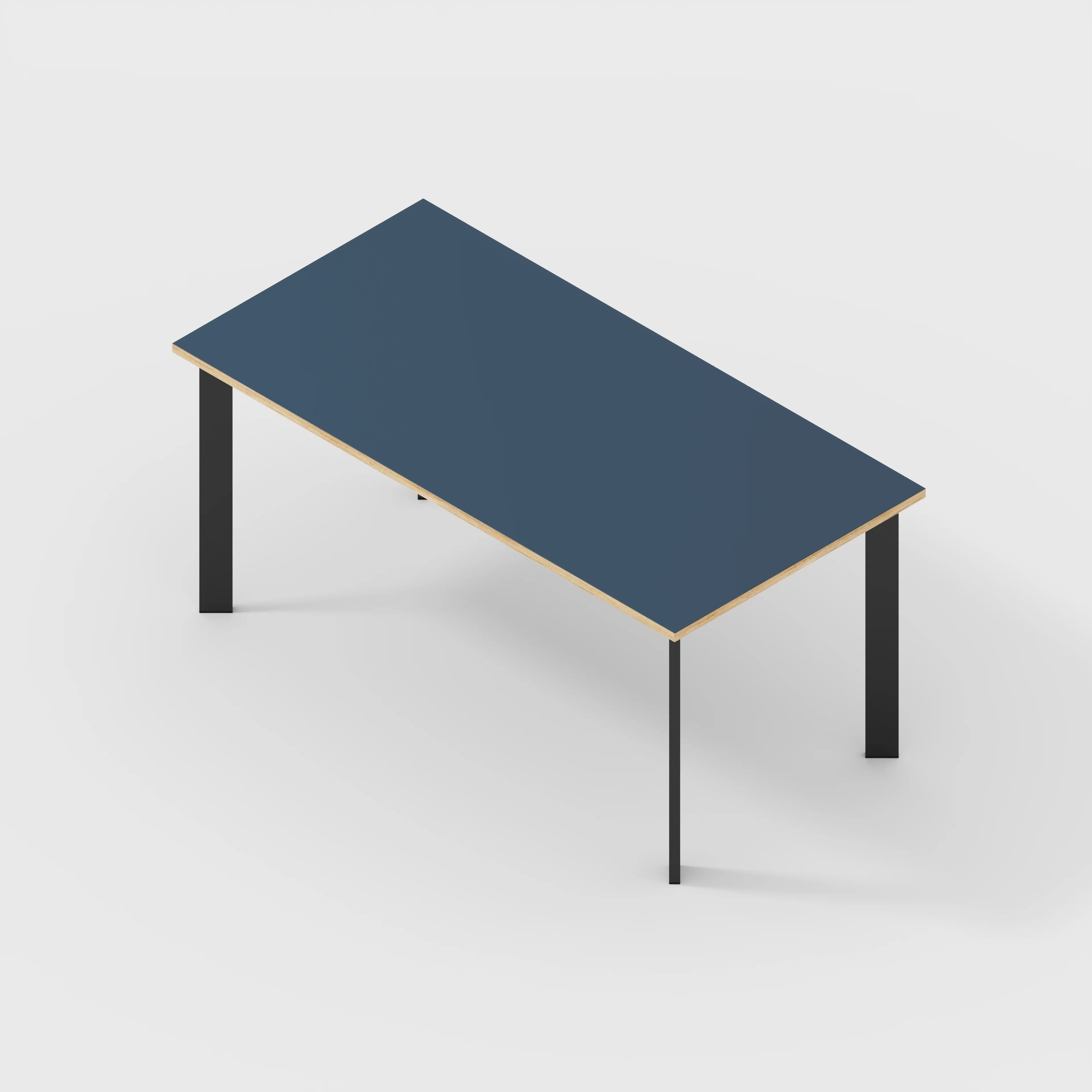 Plywood Desk with Black Rectangular Single Pin Legs - Formica Night Sea Blue - 1600(w) x 800(d) x 735(h) - Image 5