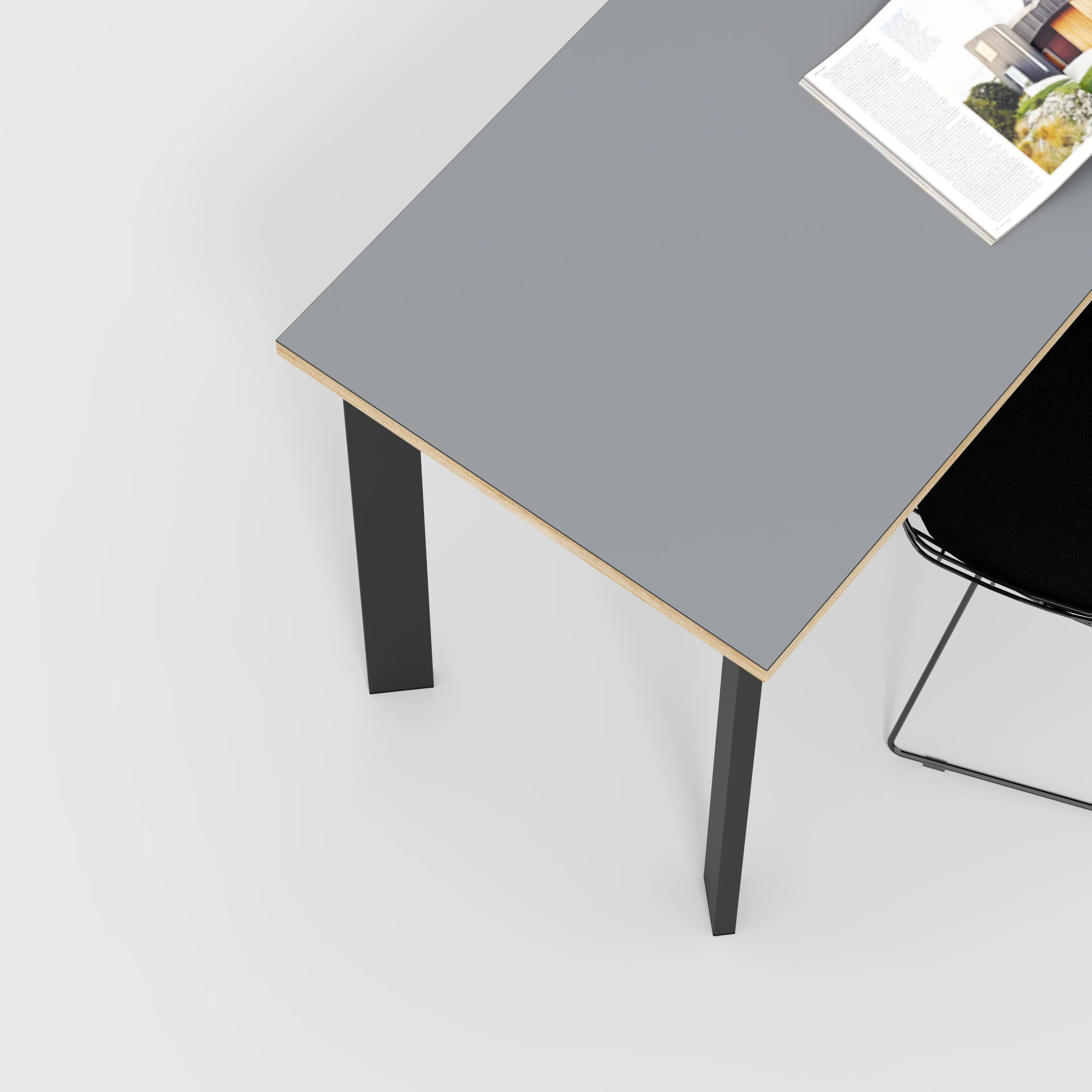 Plywood Desk with Black Rectangular Single Pin Legs - Formica Tornado Grey - 1200(w) x 600(d) x 735(h) - Image 3
