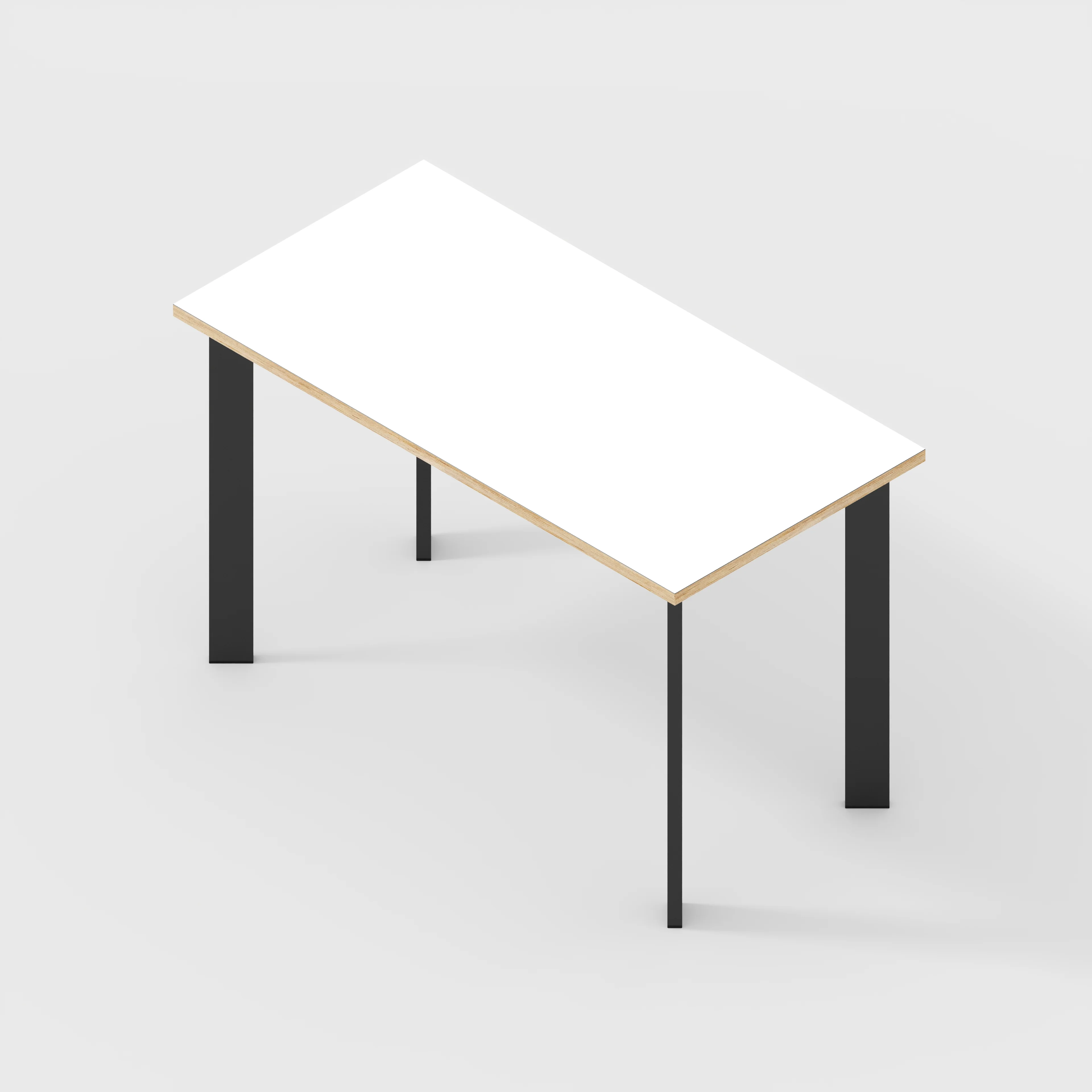Plywood Desk with Black Rectangular Single Pin Legs - Formica White - 1200(w) x 600(d) x 735(h) - Image 5