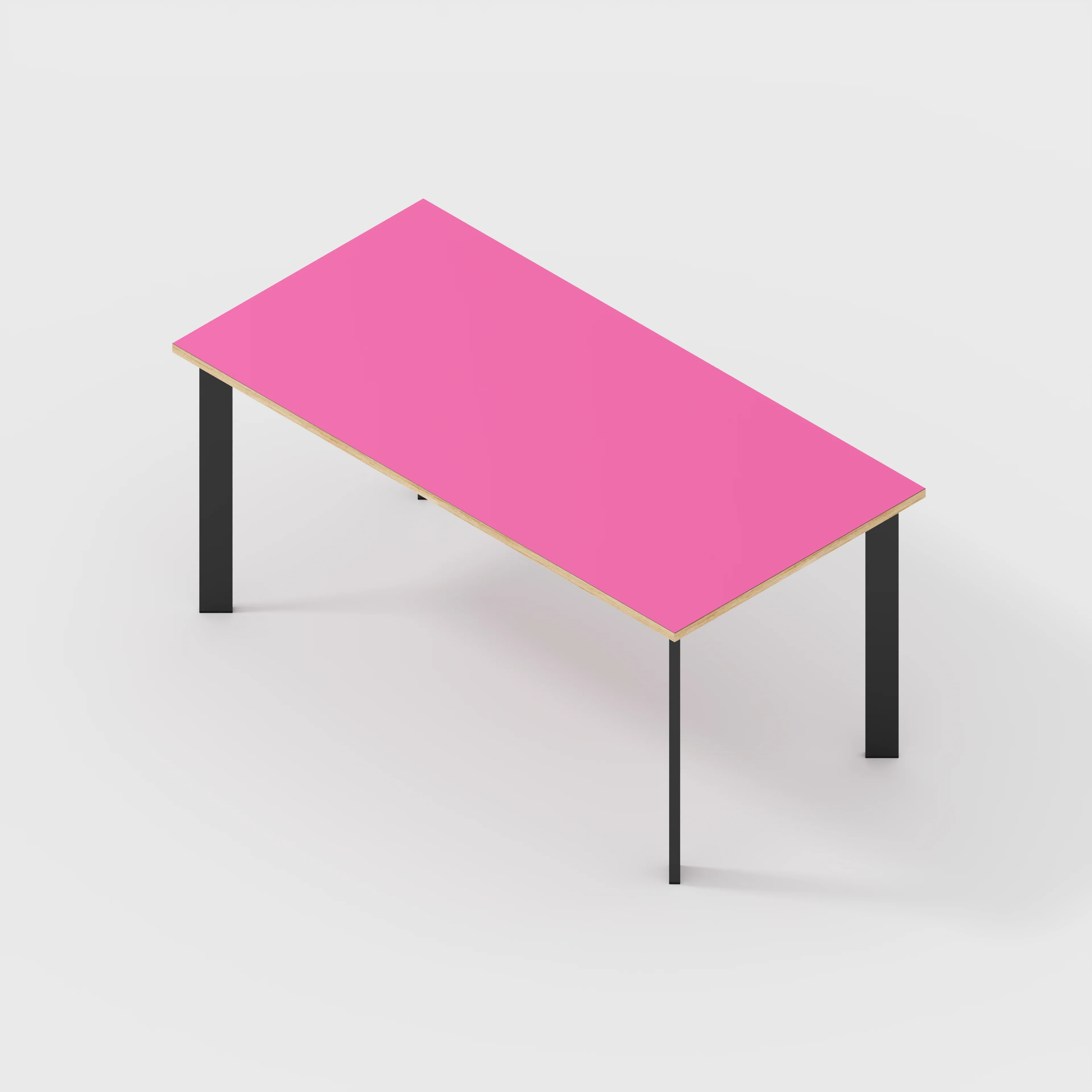 Plywood Desk with Black Rectangular Single Pin Legs - Formica Juicy Pink - 1600(w) x 800(d) x 735(h) - Image 5