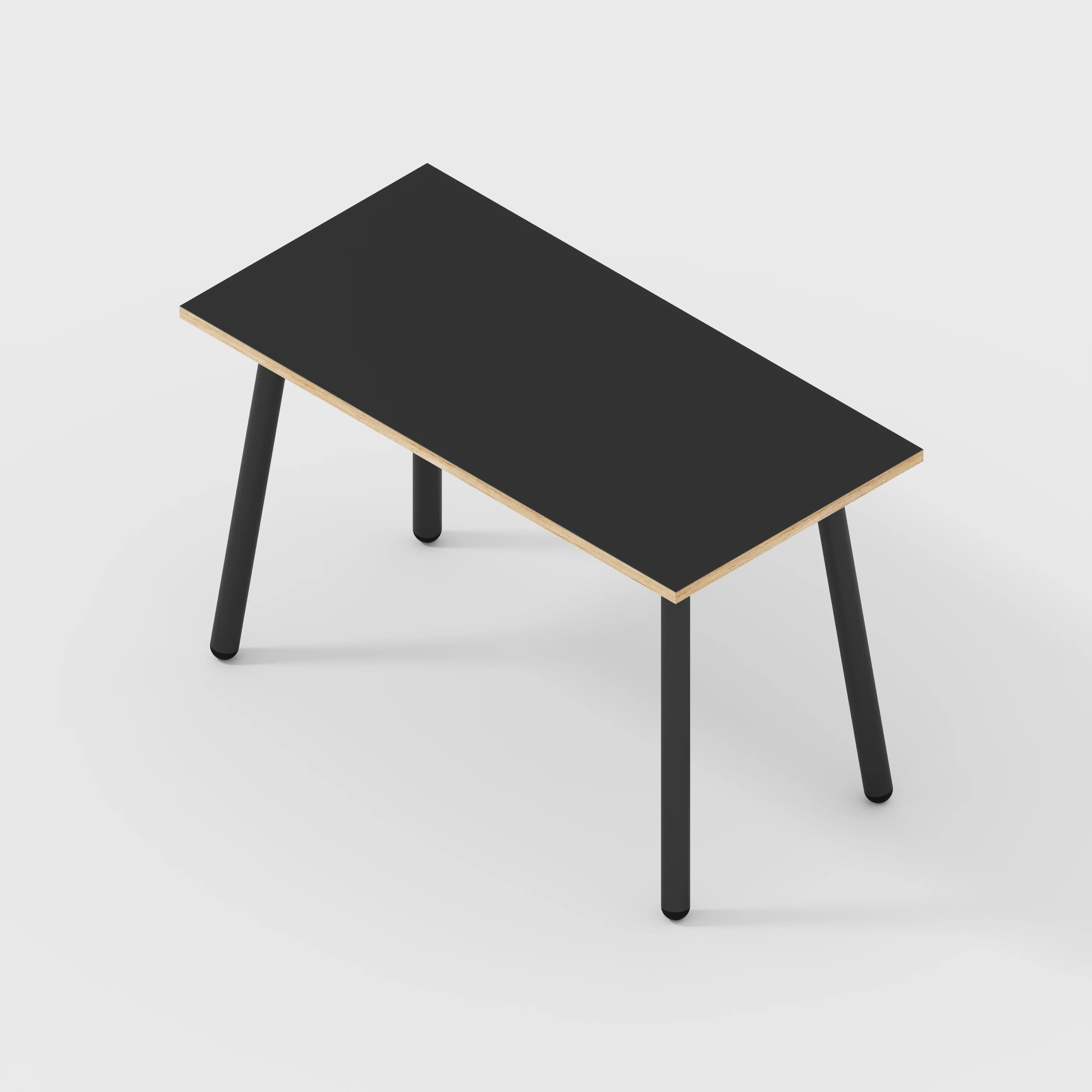 Plywood Desk with Black Round Single Pin Legs - Formica Diamond Black - 1200(w) x 600(d) x 735(h) - Image 5