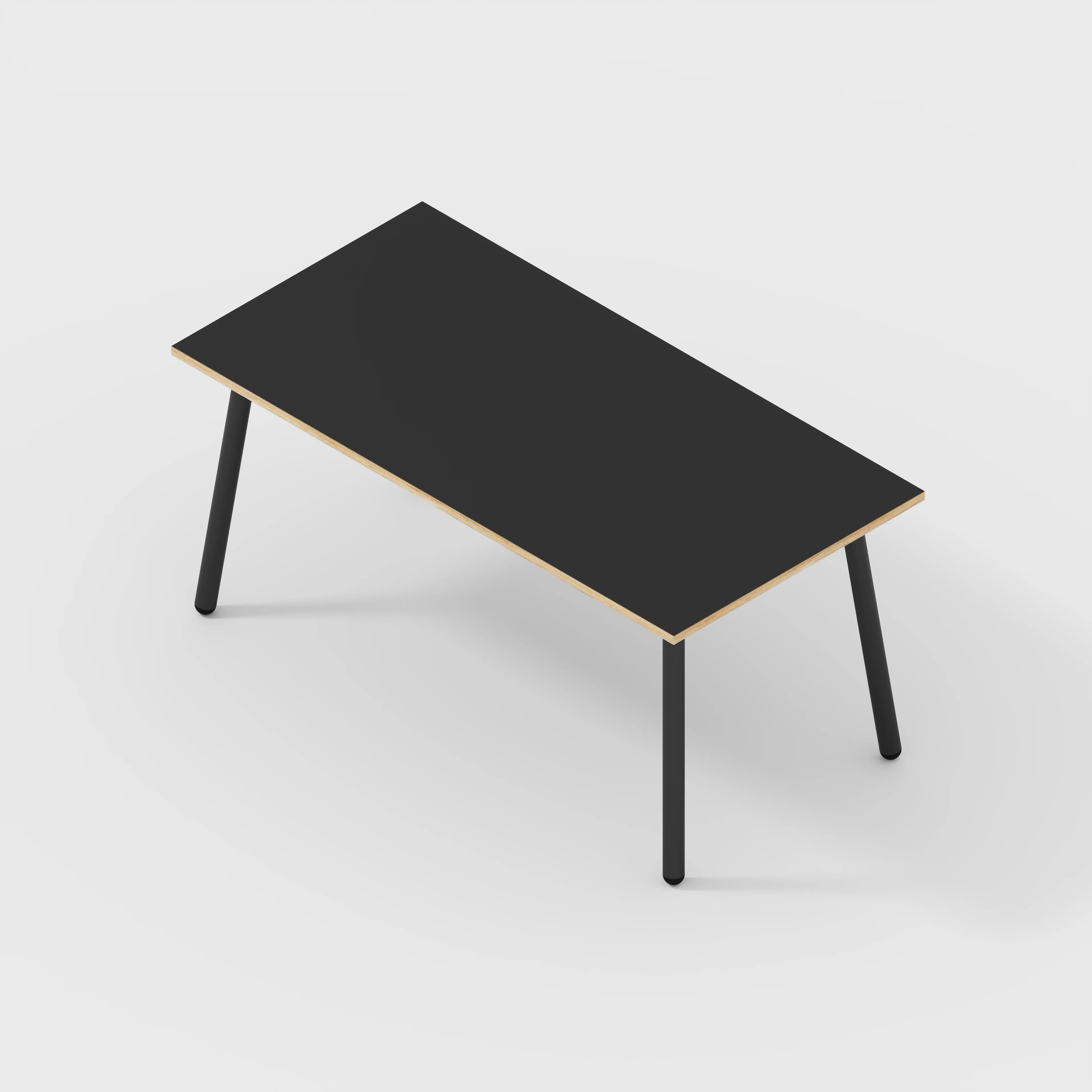 Plywood Desk with Black Round Single Pin Legs - Formica Diamond Black - 1600(w) x 800(d) x 735(h) - Image 5