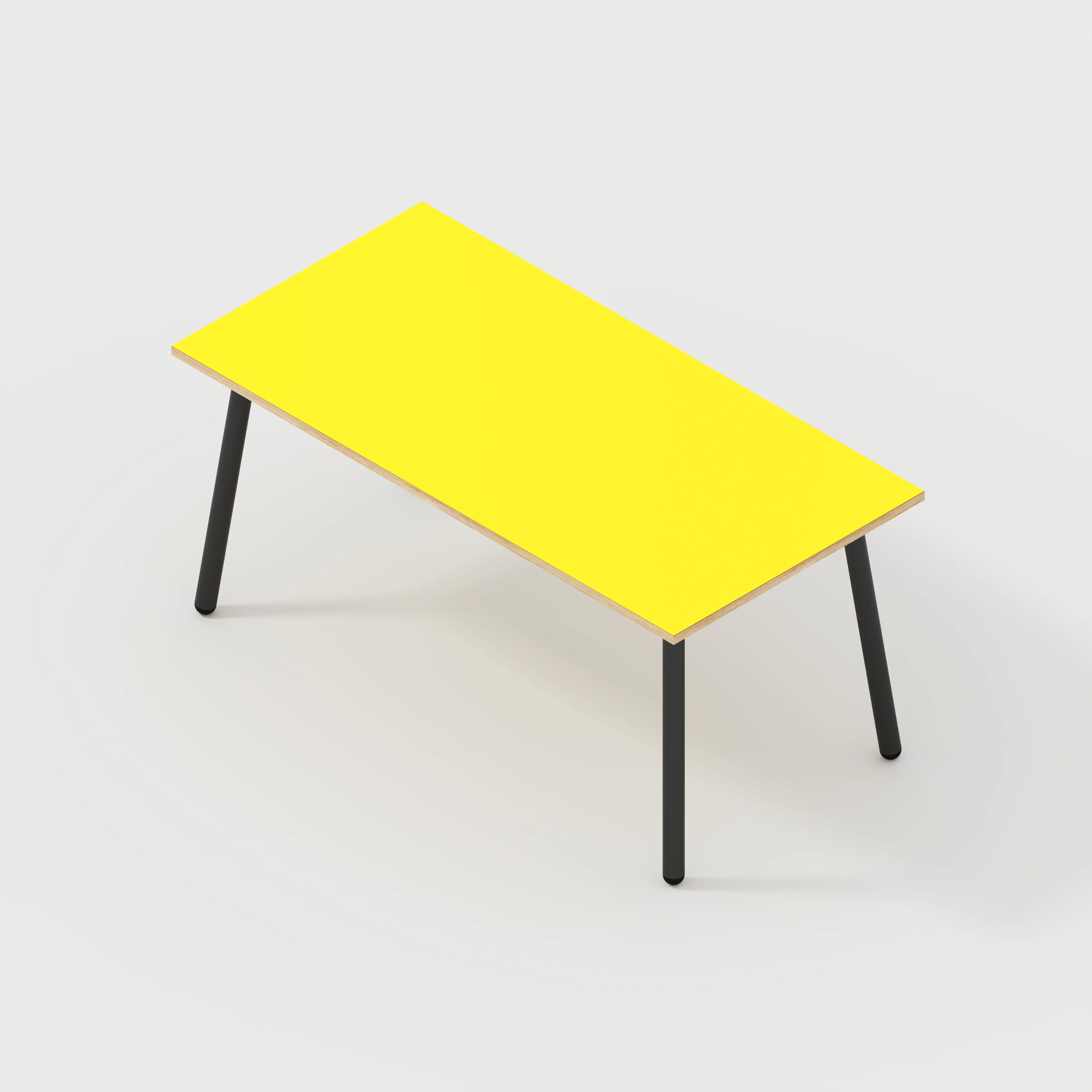 Plywood Desk with Black Round Single Pin Legs - Formica Chrome Yellow - 1600(w) x 800(d) x 735(h) - Image 5