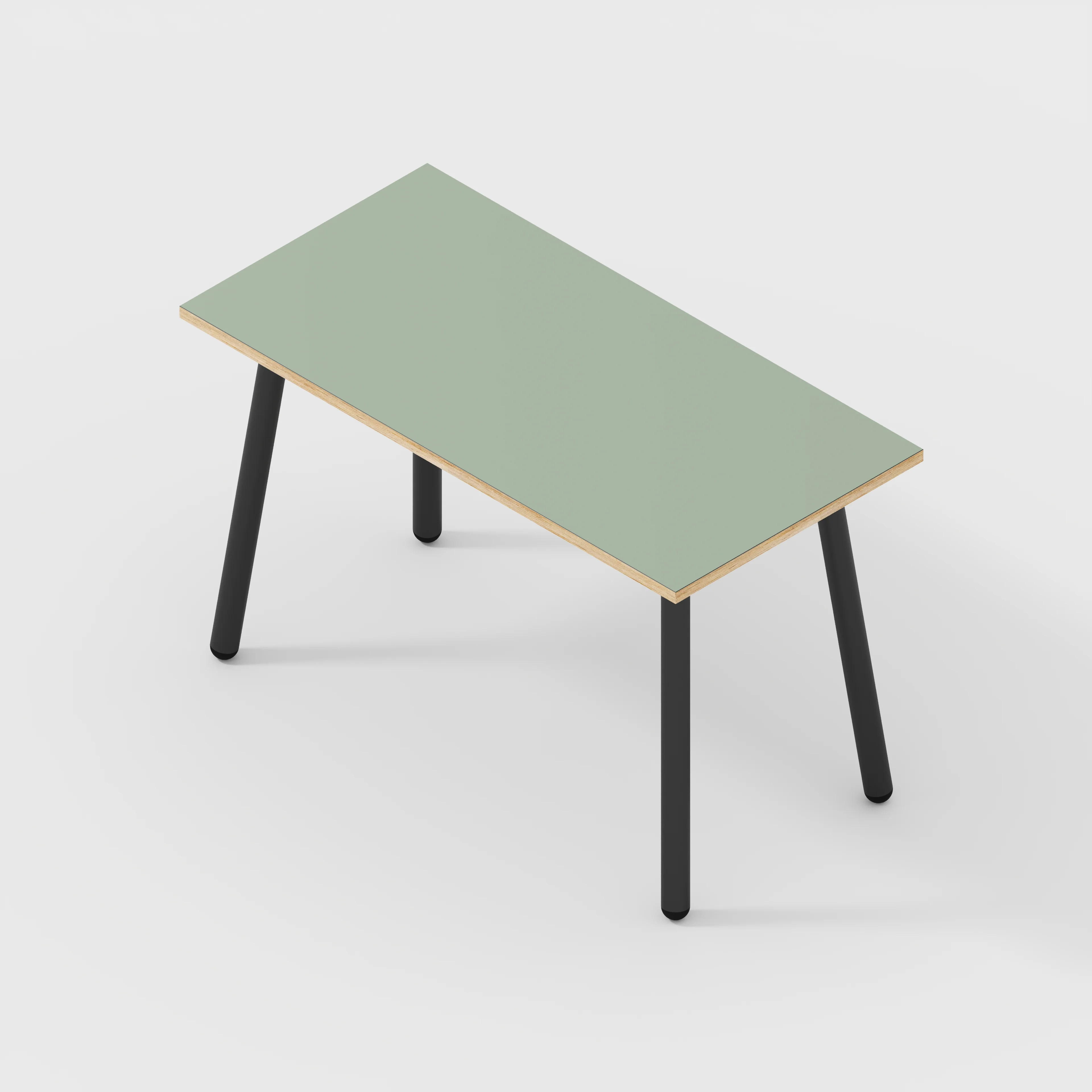 Plywood Desk with Black Round Single Pin Legs - Formica Green Slate - 1200(w) x 600(d) x 735(h) - Image 5