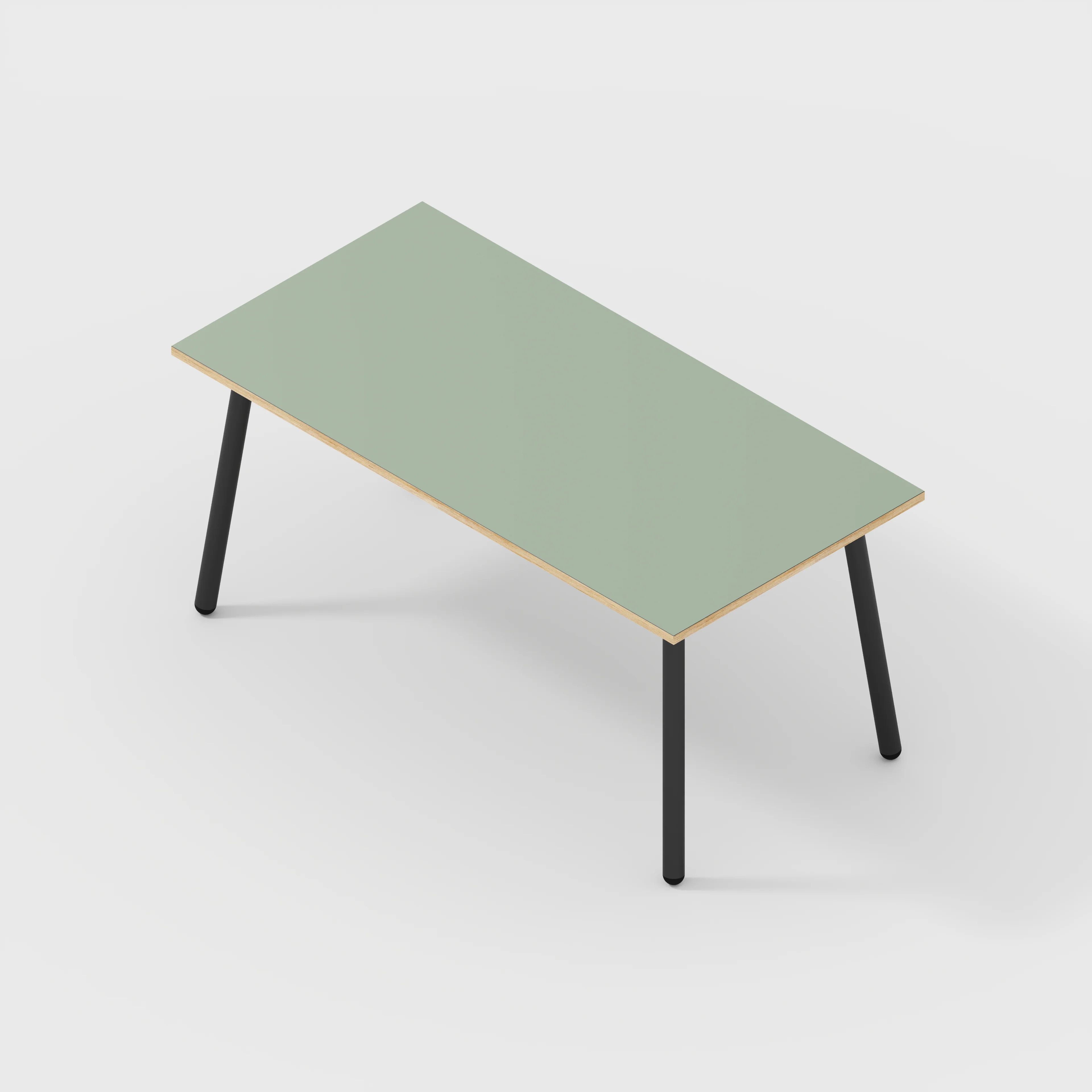 Plywood Desk with Black Round Single Pin Legs - Formica Green Slate - 1600(w) x 800(d) x 735(h) - Image 5